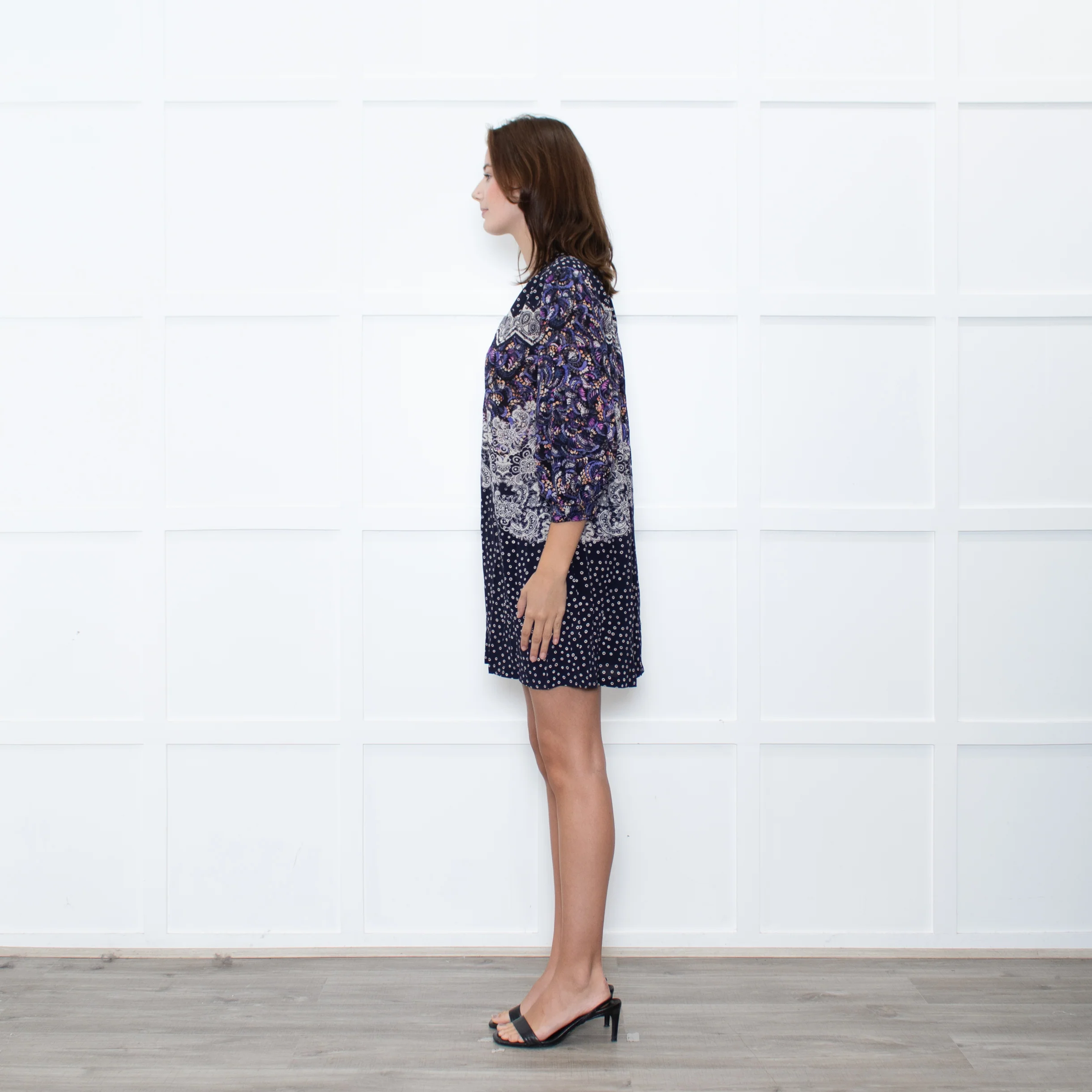 Saloni Navy White Multi Print Tunic Dress - Image 4