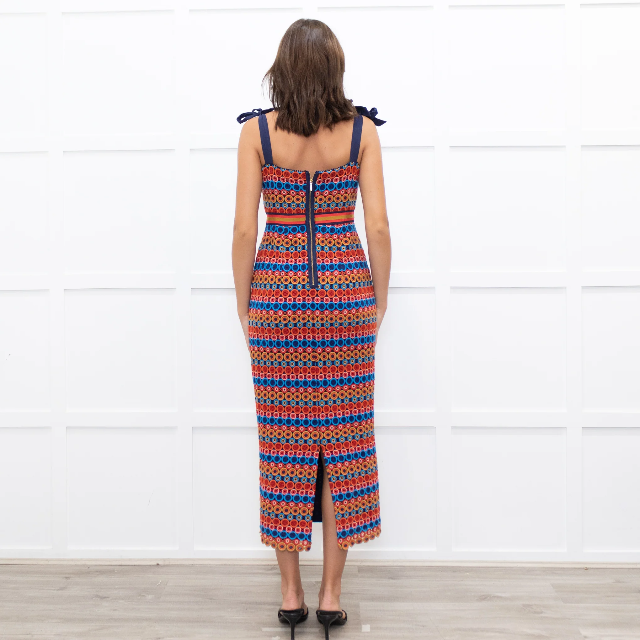 Saloni Orange And Blue Rosalie Strap Dress - Image 6