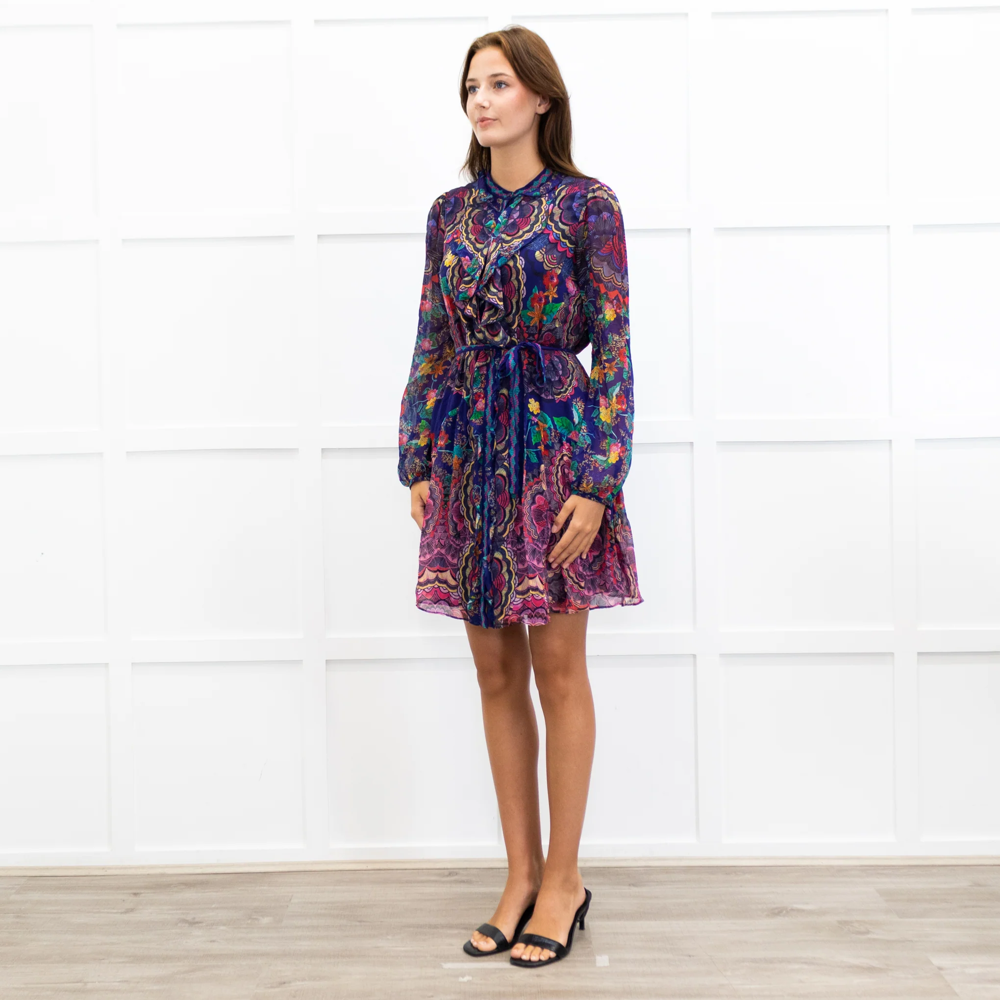 Saloni Purple Floral Silk Tilly Dress - Image 3
