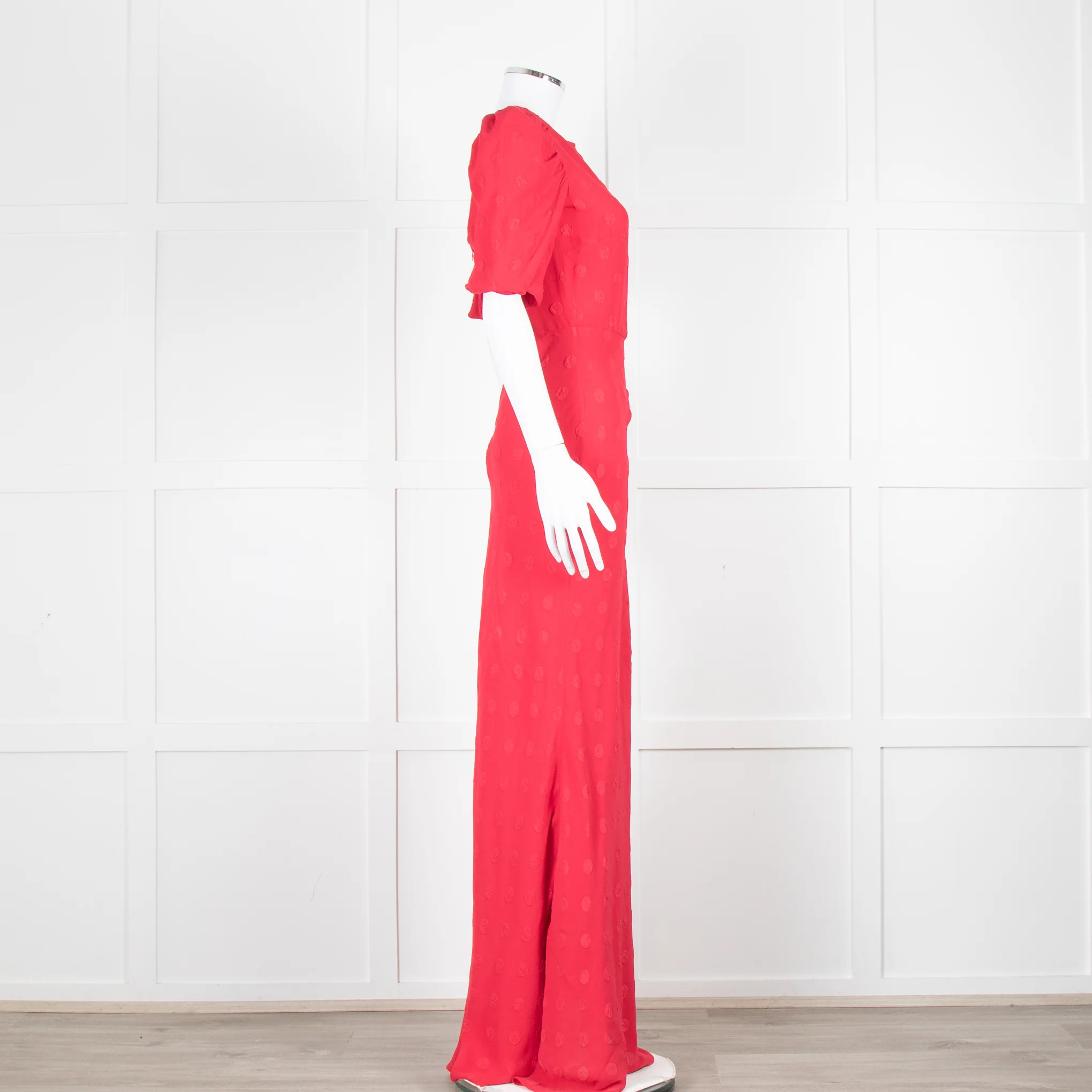 Saloni Red Dot Short Sleeve Maxi Dress - Image 3