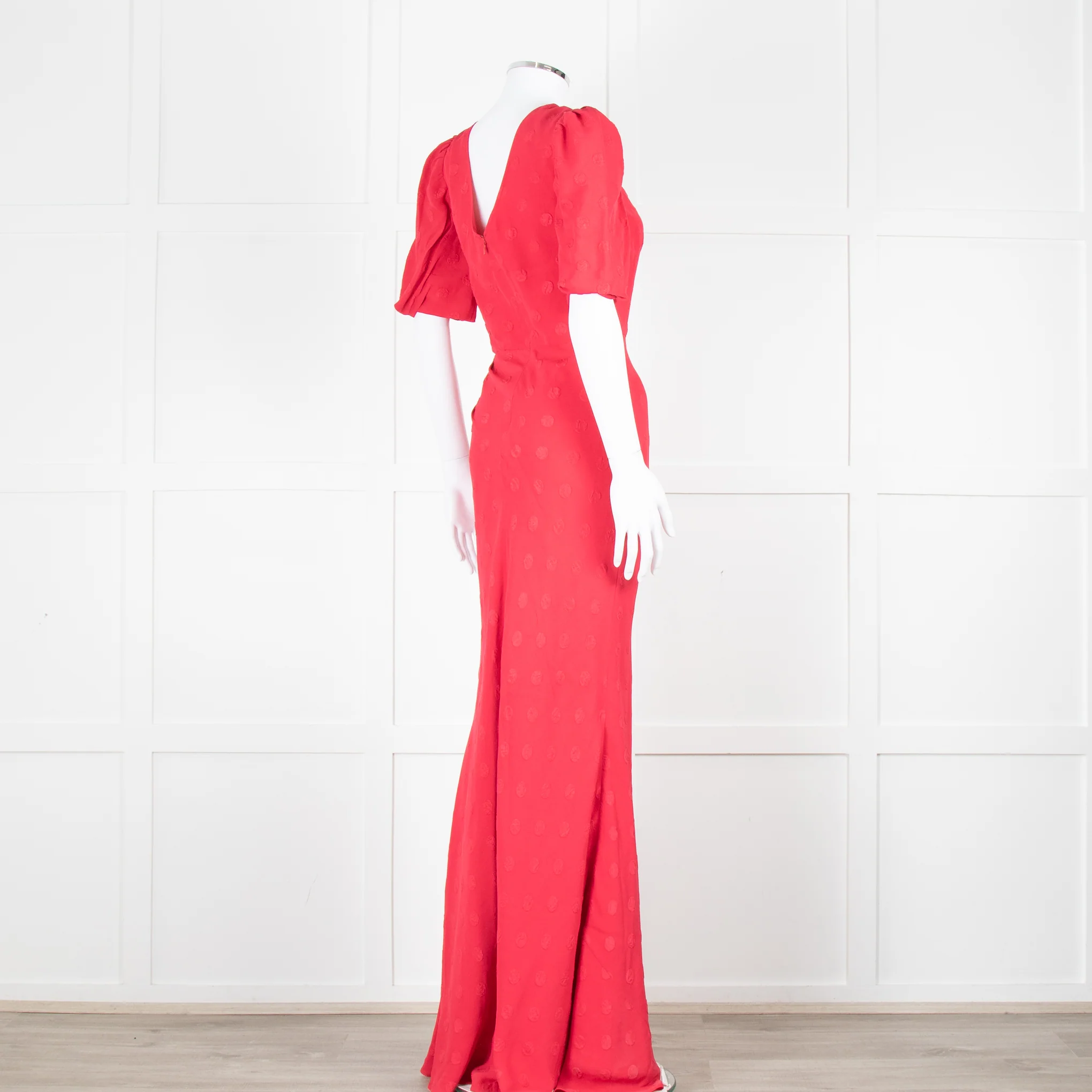 Saloni Red Dot Short Sleeve Maxi Dress - Image 4