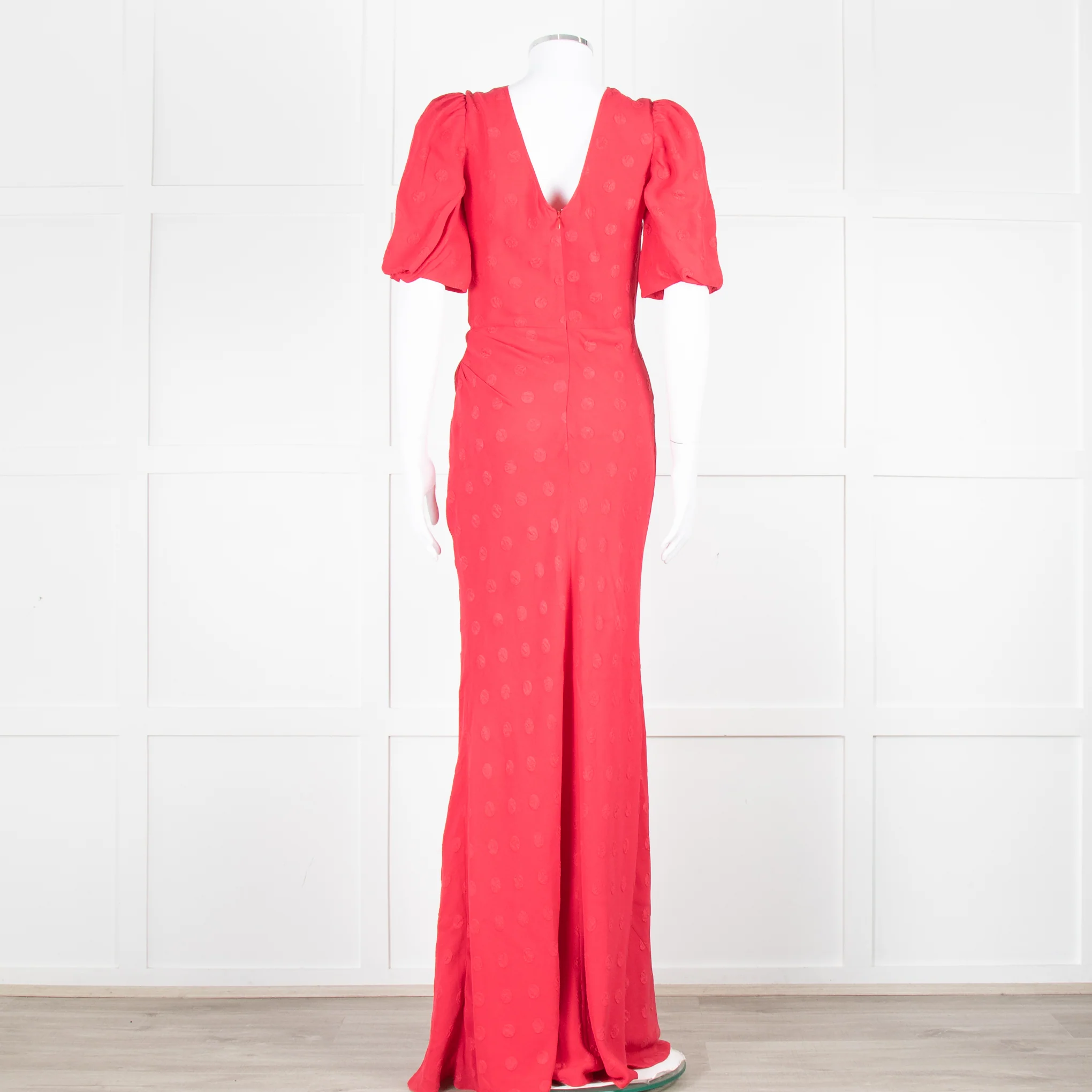 Saloni Red Dot Short Sleeve Maxi Dress - Image 5