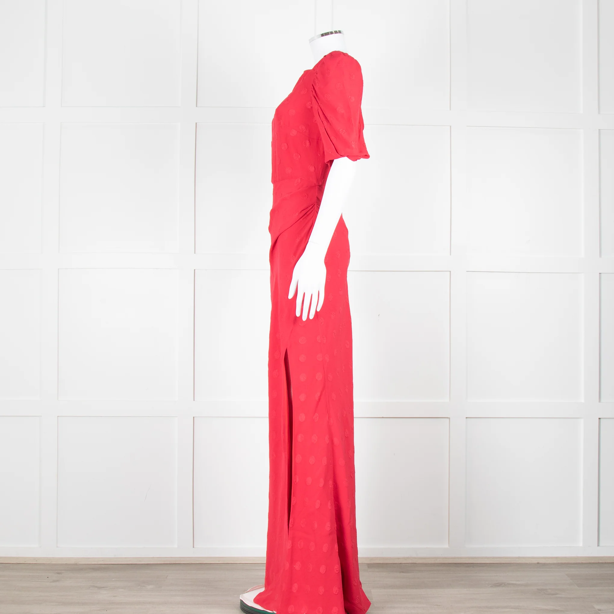 Saloni Red Dot Short Sleeve Maxi Dress - Image 7