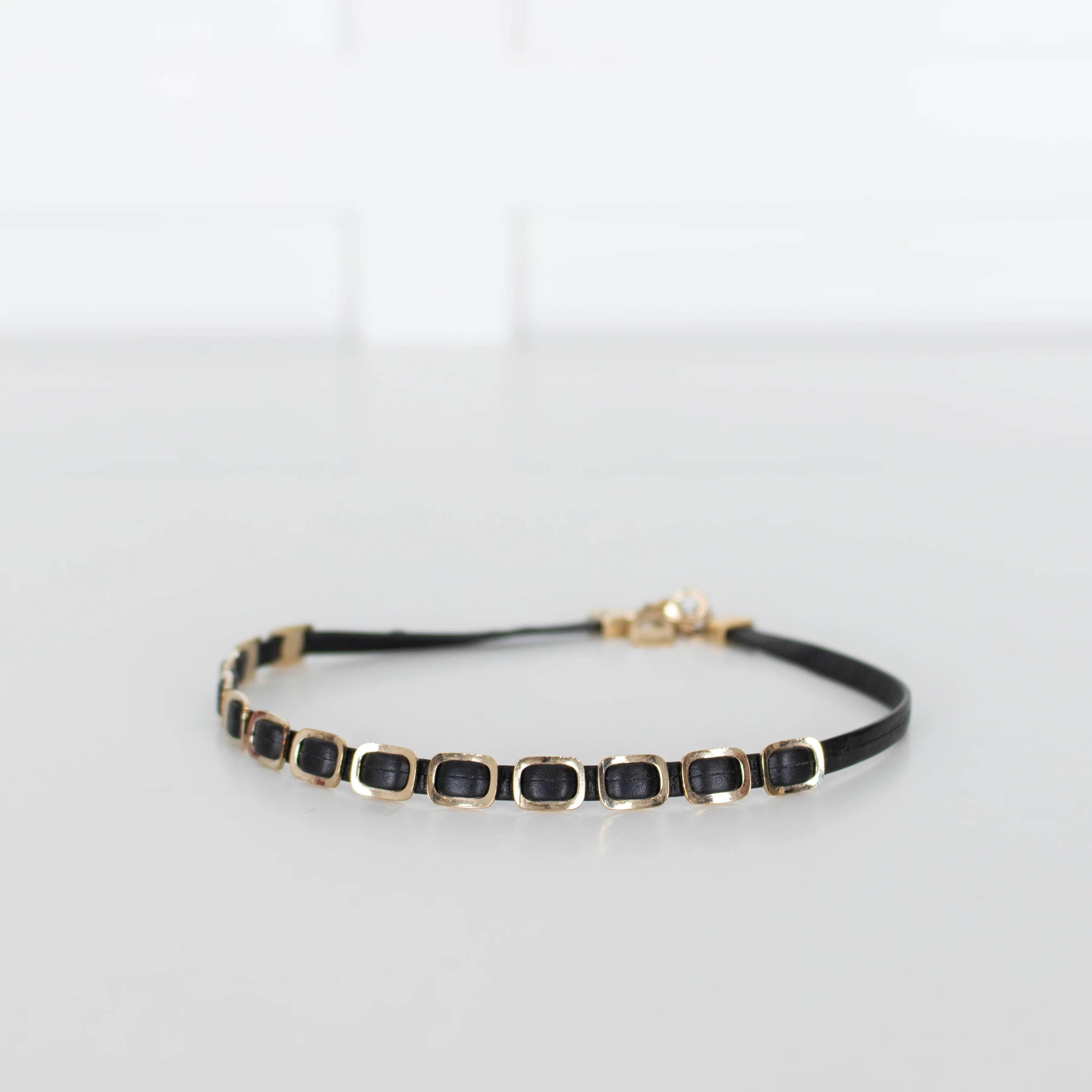 Salvatore Ferragamo Black Gold Vara Chain 2 Lotus Bracelet