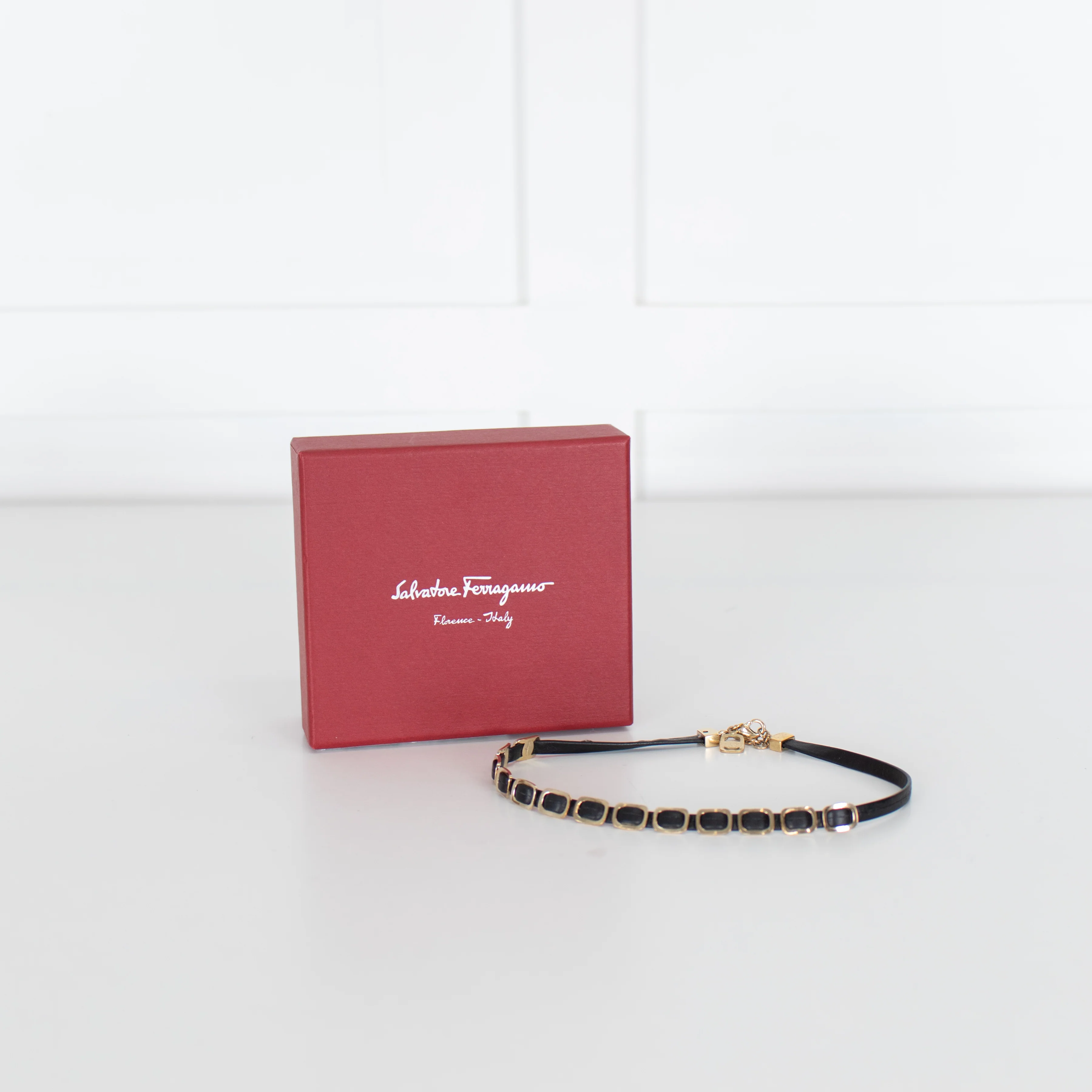 Salvatore Ferragamo Black Gold Vara Chain 2 Lotus Bracelet - Image 2