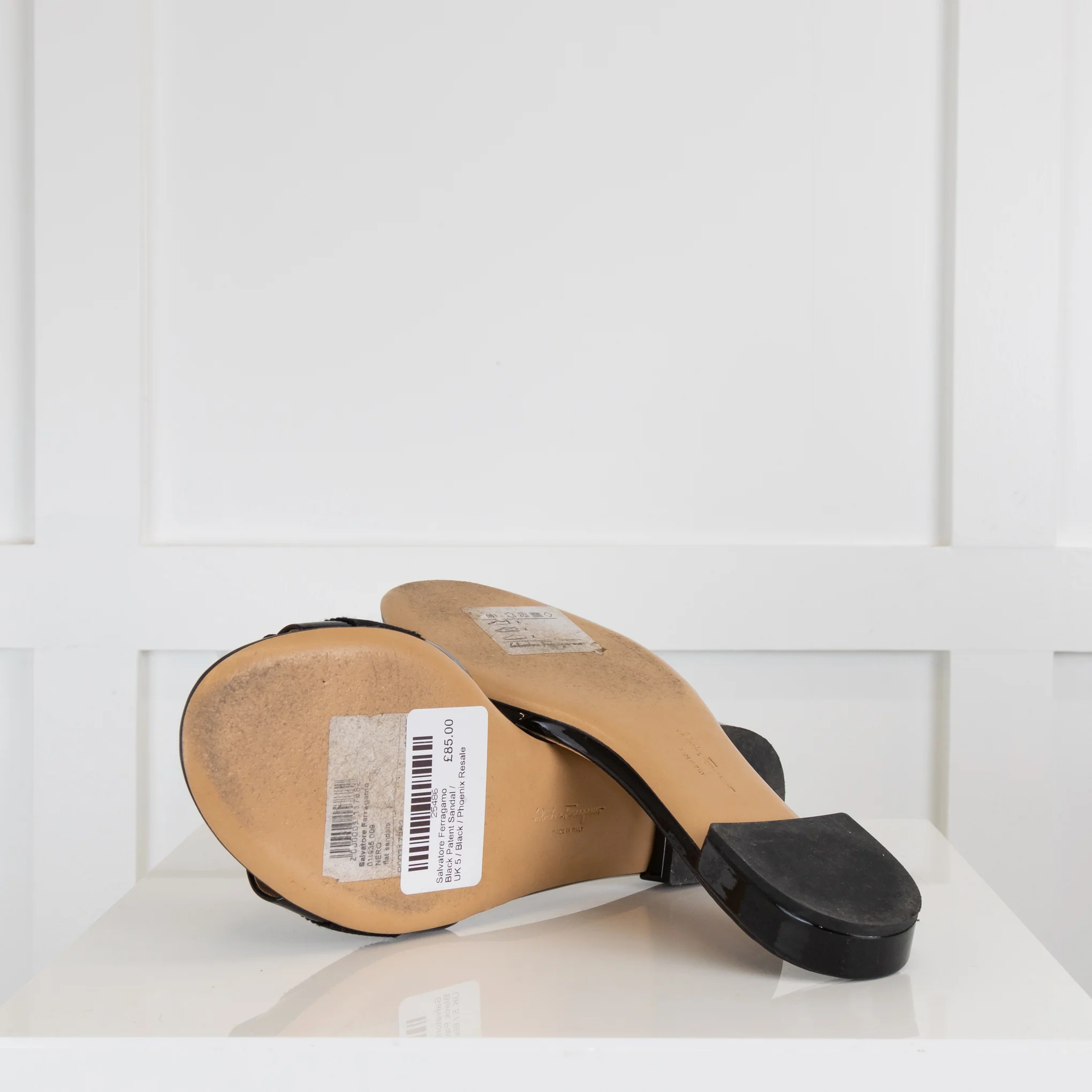 Salvatore Ferragamo Black Patent Sandal - Image 2