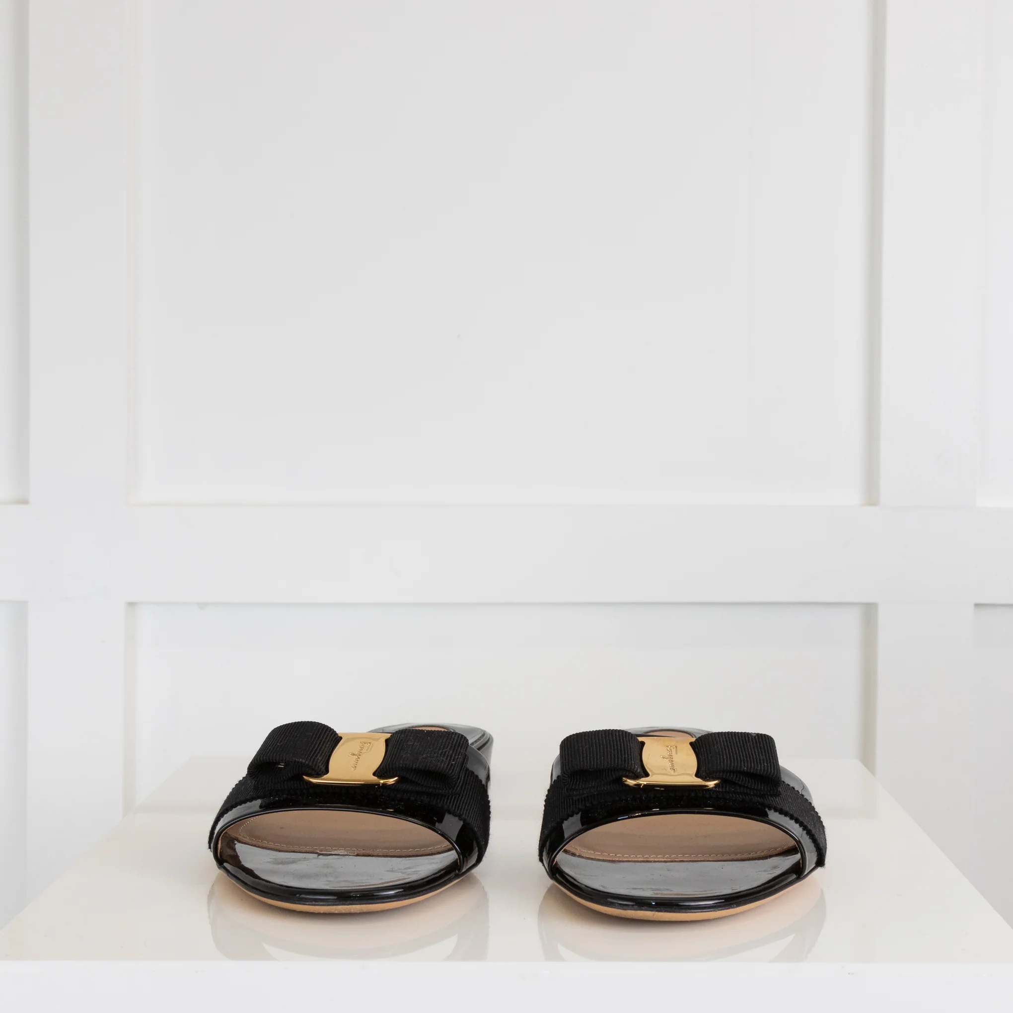 Salvatore Ferragamo Black Patent Sandal - Image 3