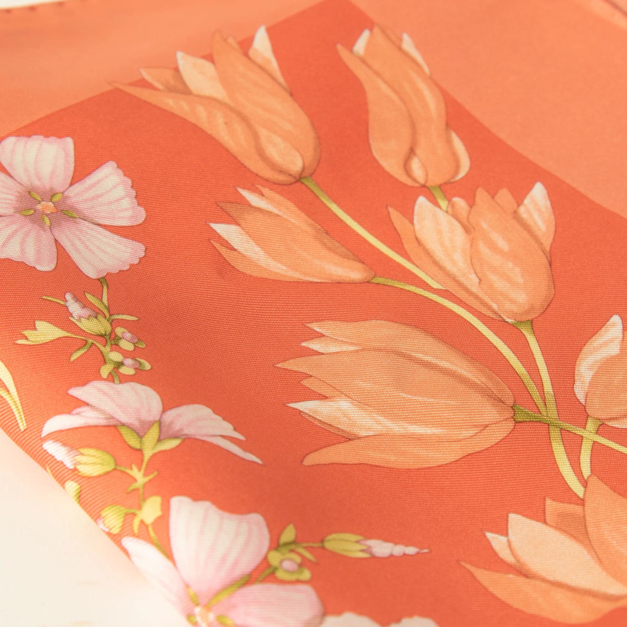 Salvatore Ferragamo Coral Floral Silk Scarf - Image 2