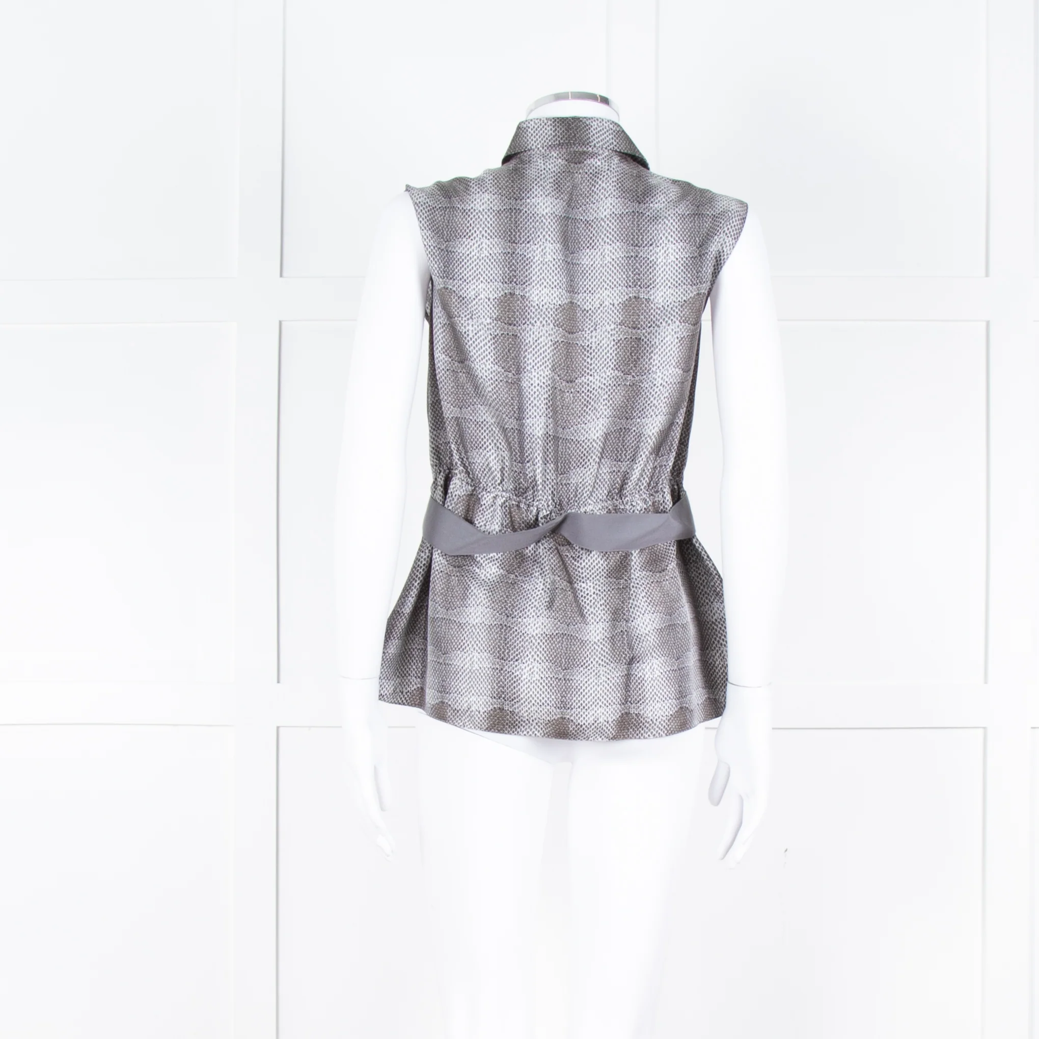 Salvatore Ferragamo Cream Grey Snakeskin Sleeveless Top - Image 5