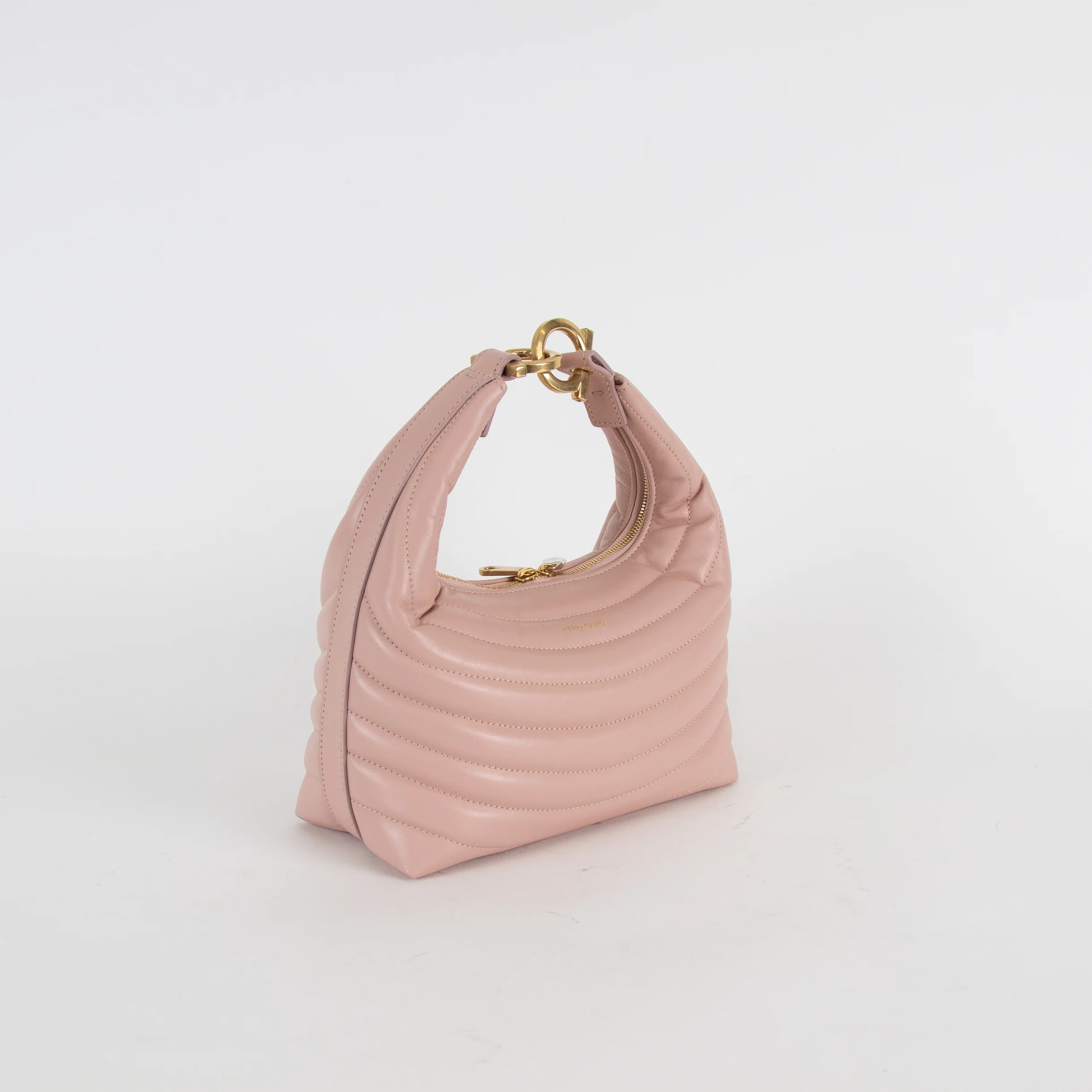 Salvatore Ferragamo Pale Pink Calfskin Quilted Leather Handbag - Image 3