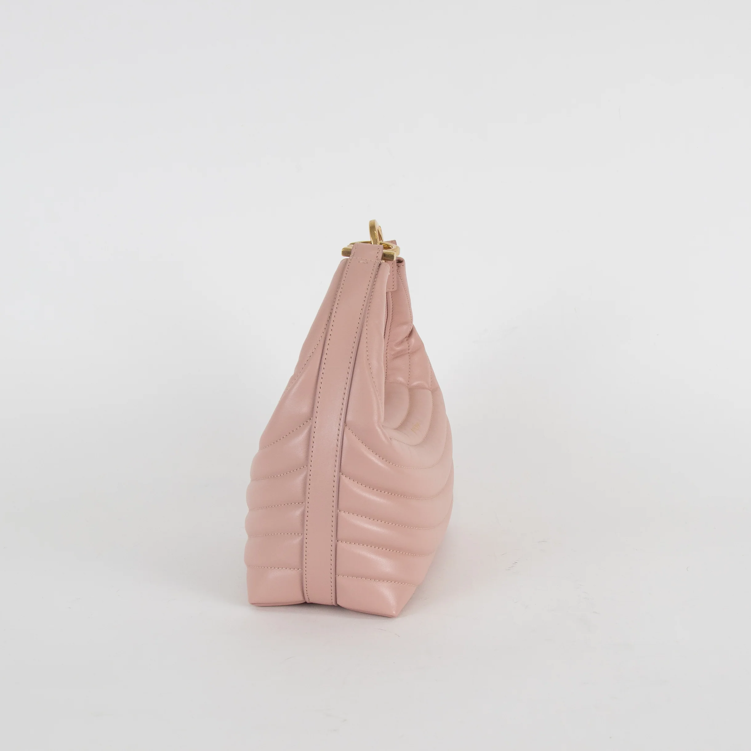 Salvatore Ferragamo Pale Pink Calfskin Quilted Leather Handbag - Image 4
