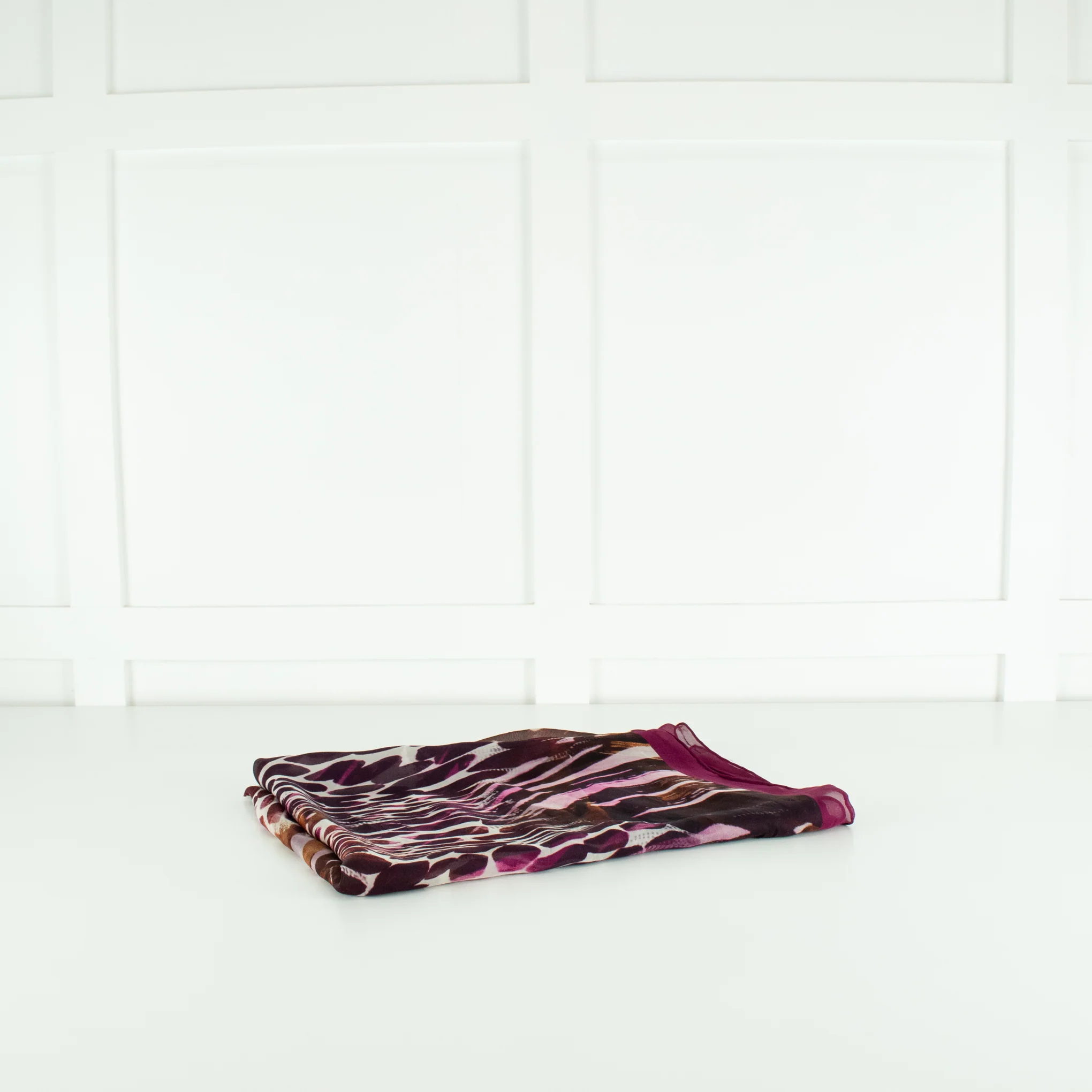 Salvatore Ferragamo Purple and Tan Silk Chiffon Long Scarf