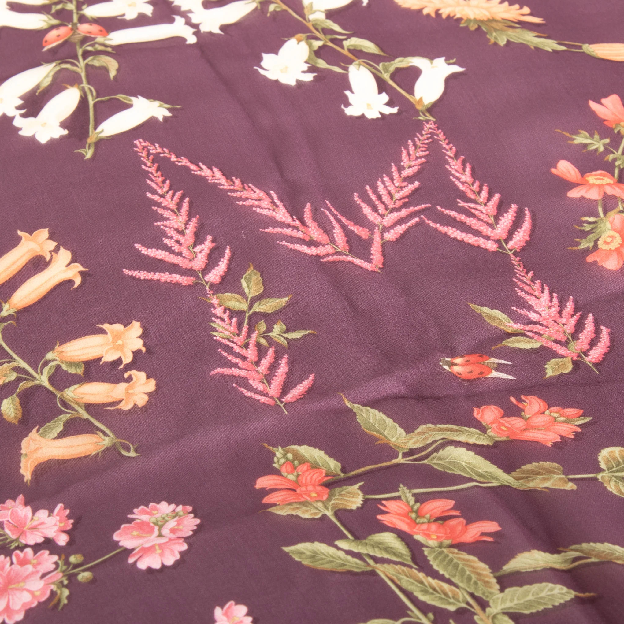 Salvatore Ferragamo Purple Floral Sheer Silk Scarf - Image 5