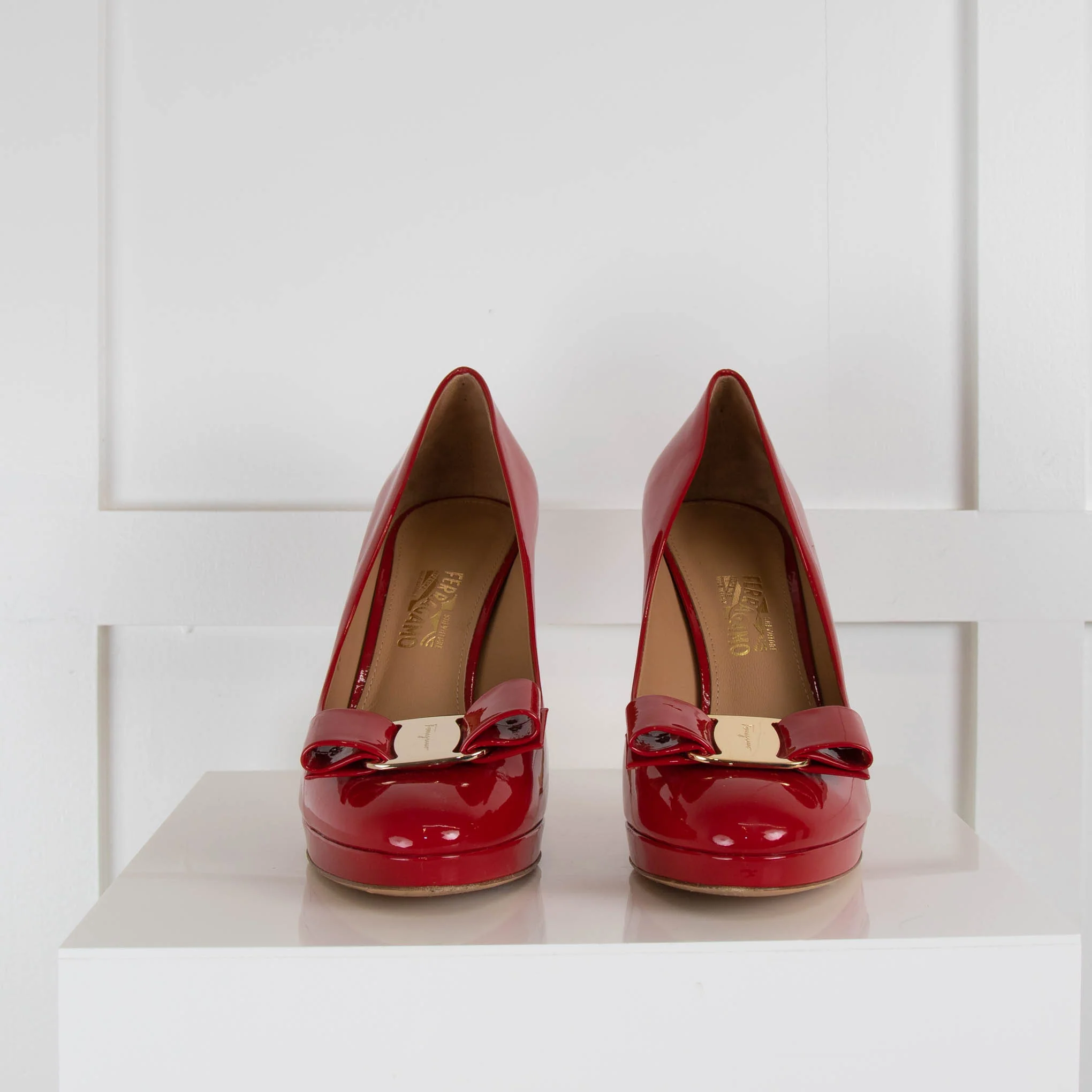 Salvatore Ferragamo Red Patent High Heel Shoes - Image 2