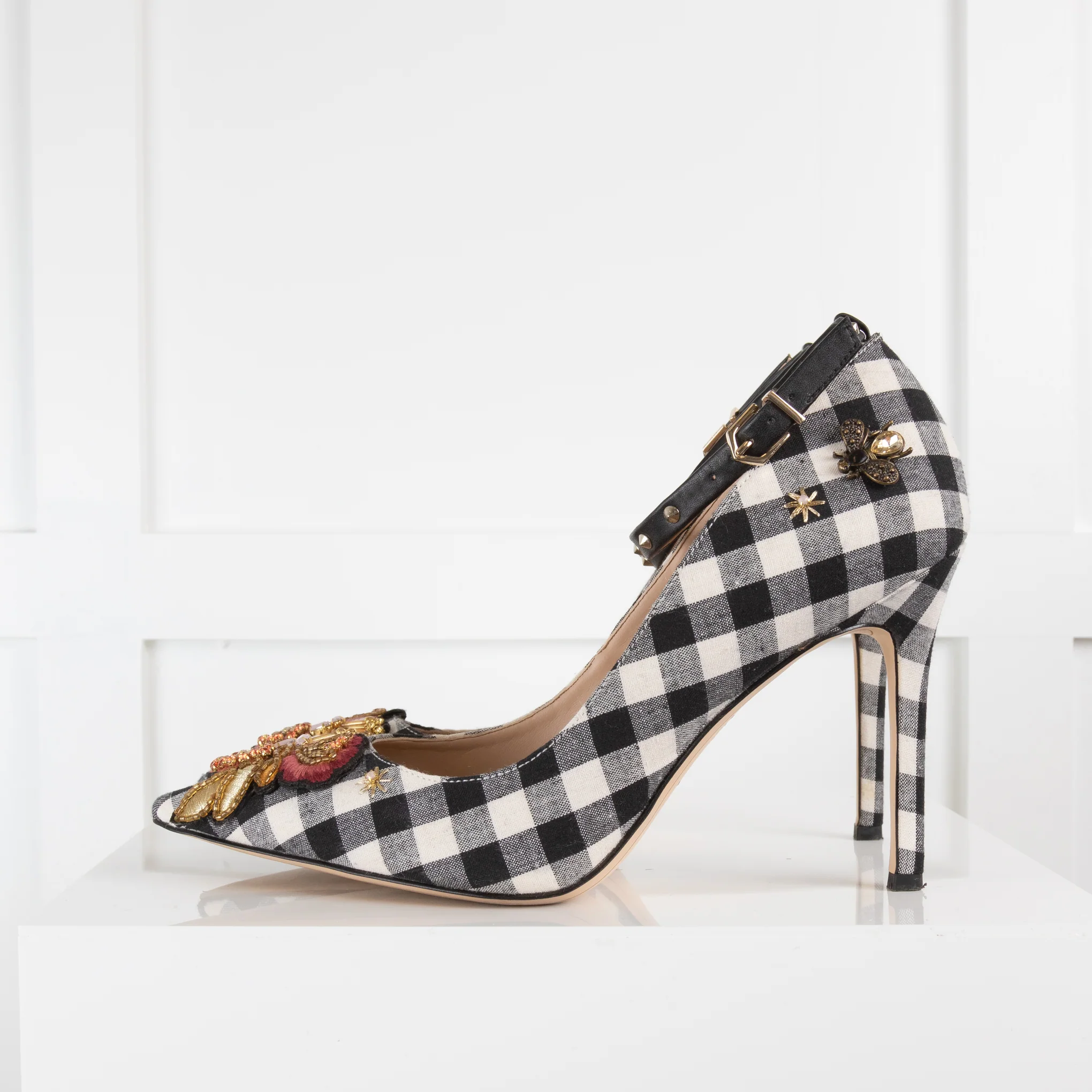 Sam Edelman Gingham Pointed Toe Heels with Ankle Strap - Image 3
