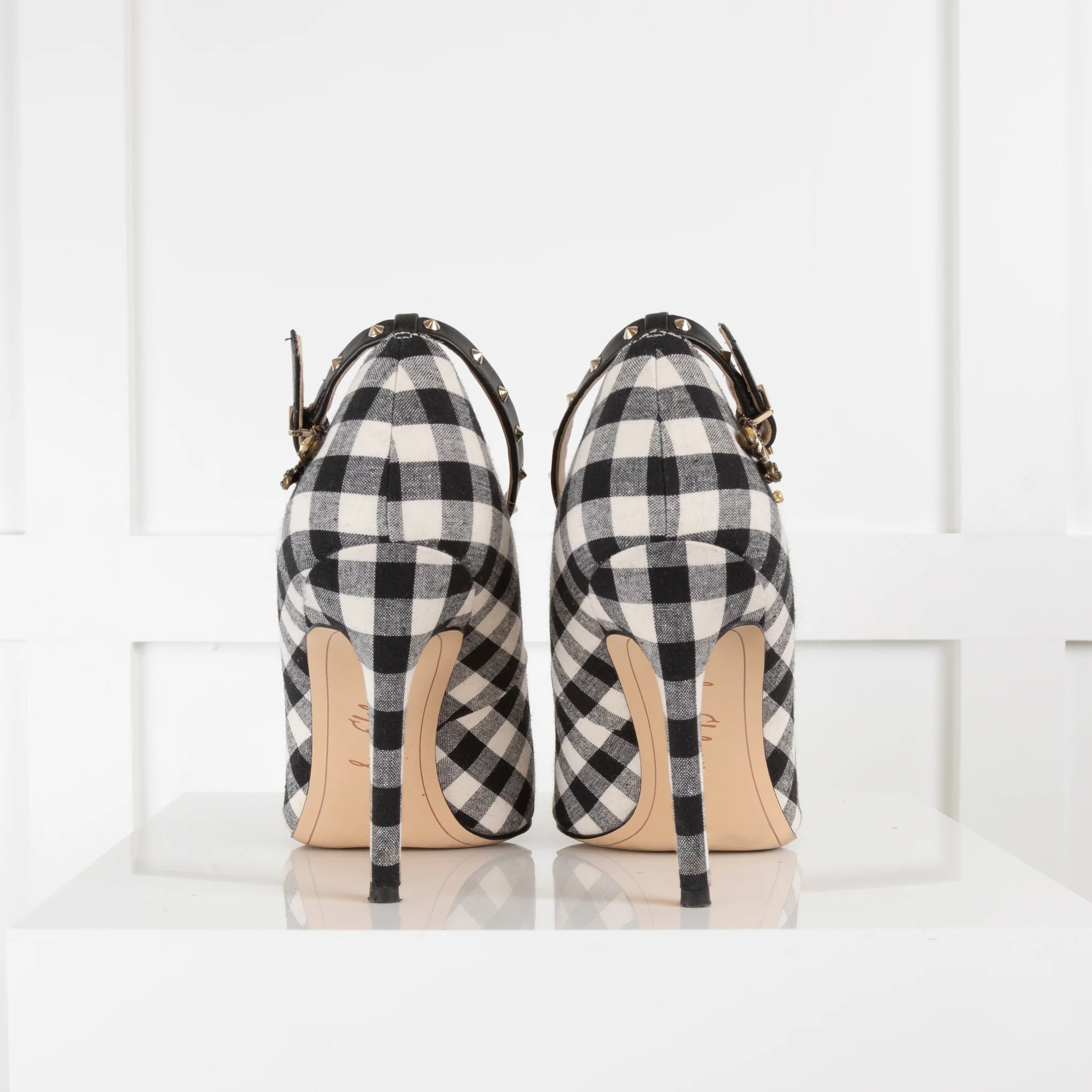 Sam Edelman Gingham Pointed Toe Heels with Ankle Strap - Image 4
