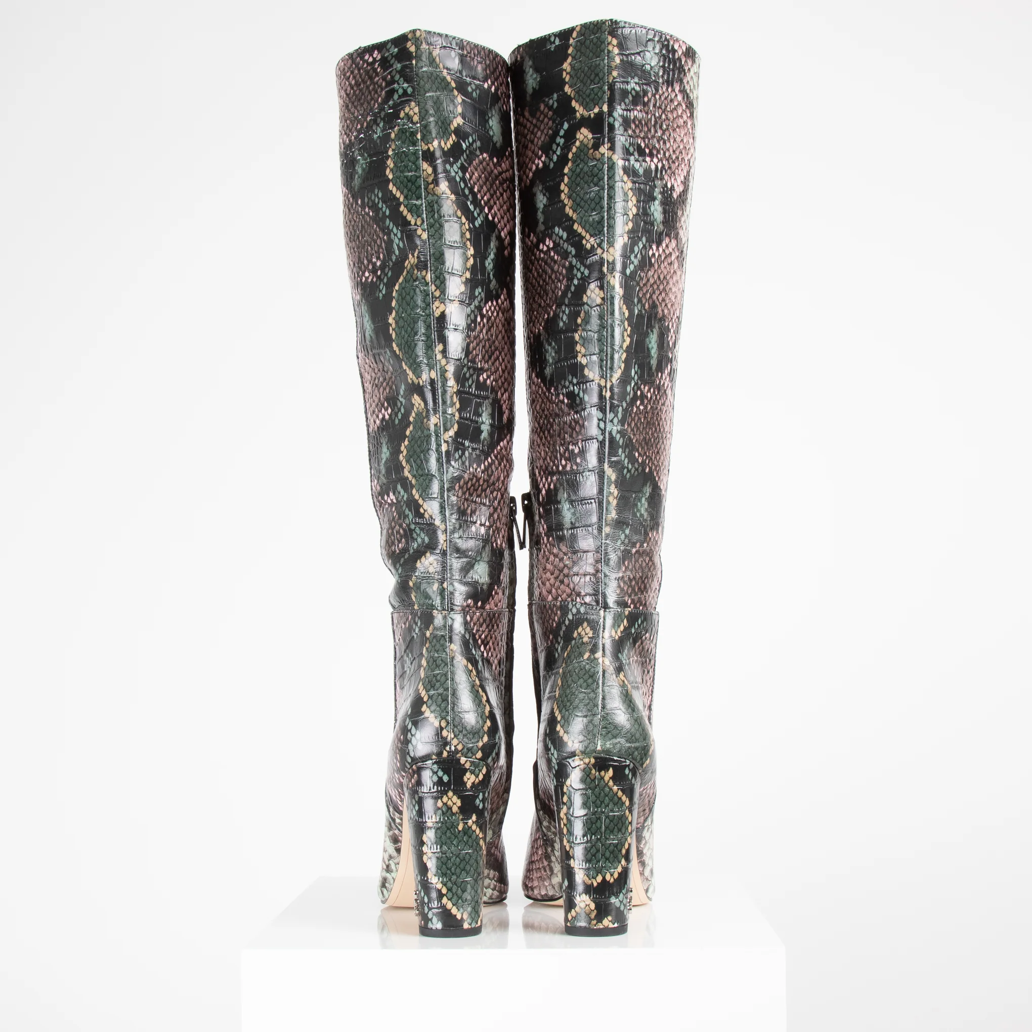 Sam Edelman Green Pink Snakeskin Knee High Boots - Image 4