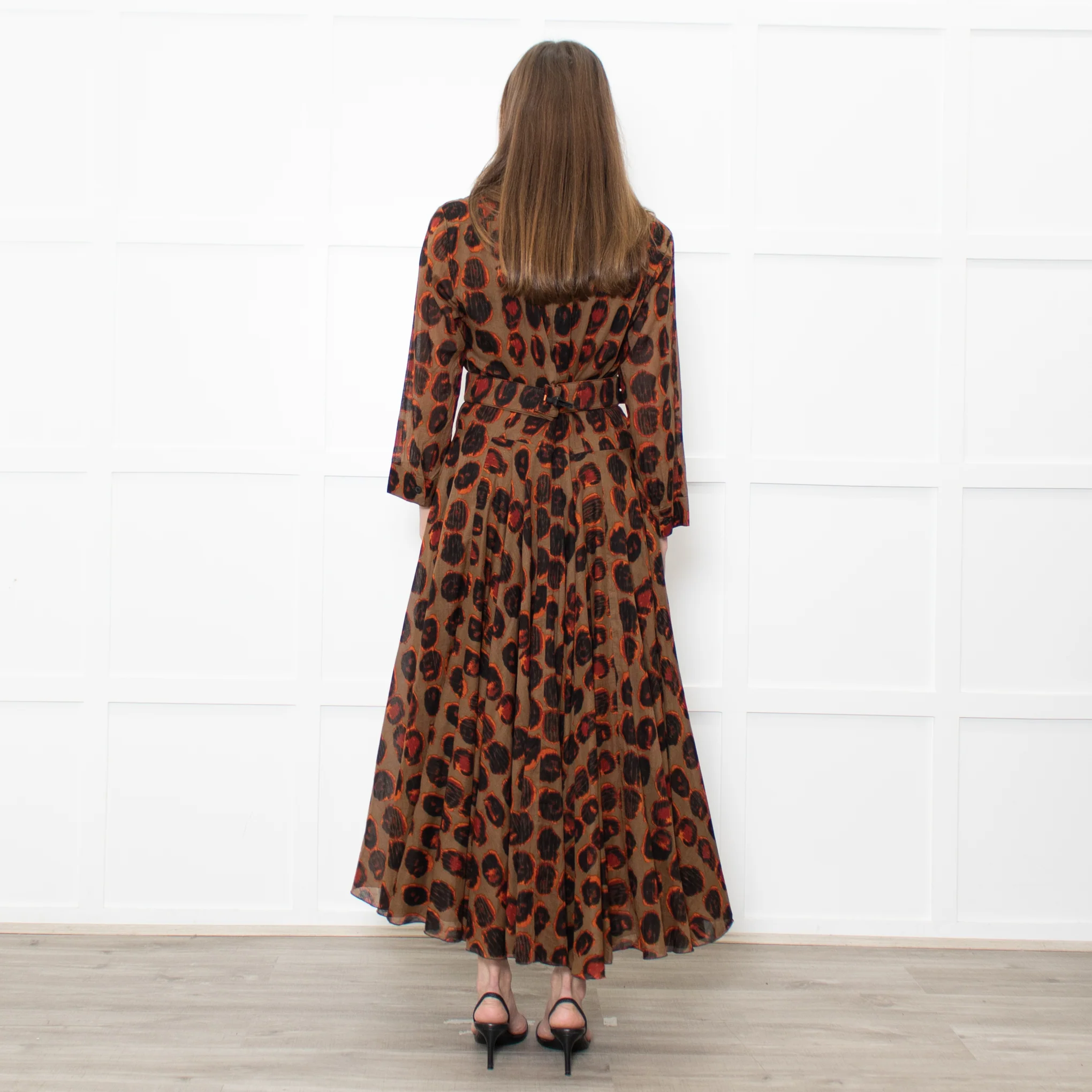 Samantha Sung Brown Animal Print Fit And Flare Belted Dress - Image 5