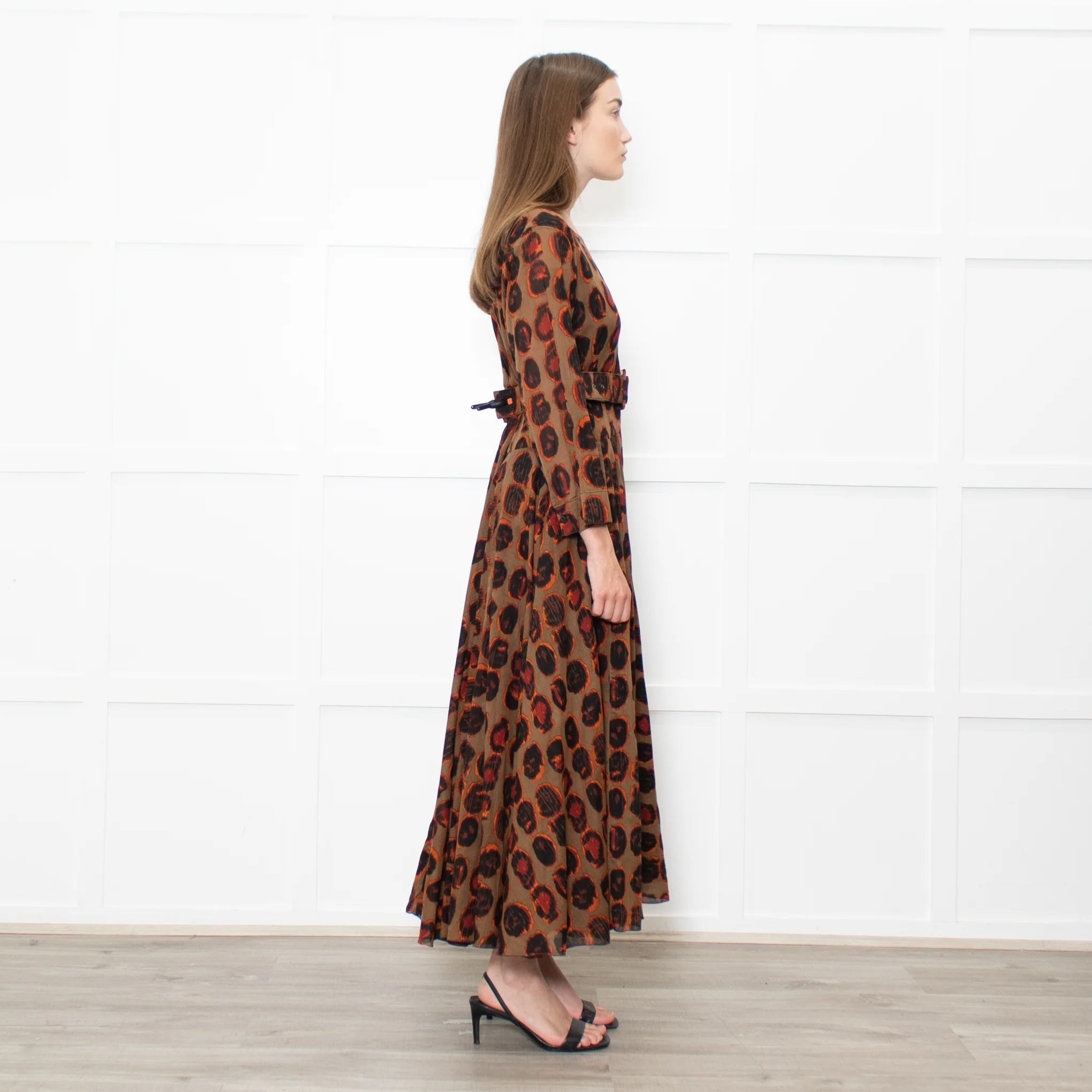 Samantha Sung Brown Animal Print Fit And Flare Belted Dress - Image 6
