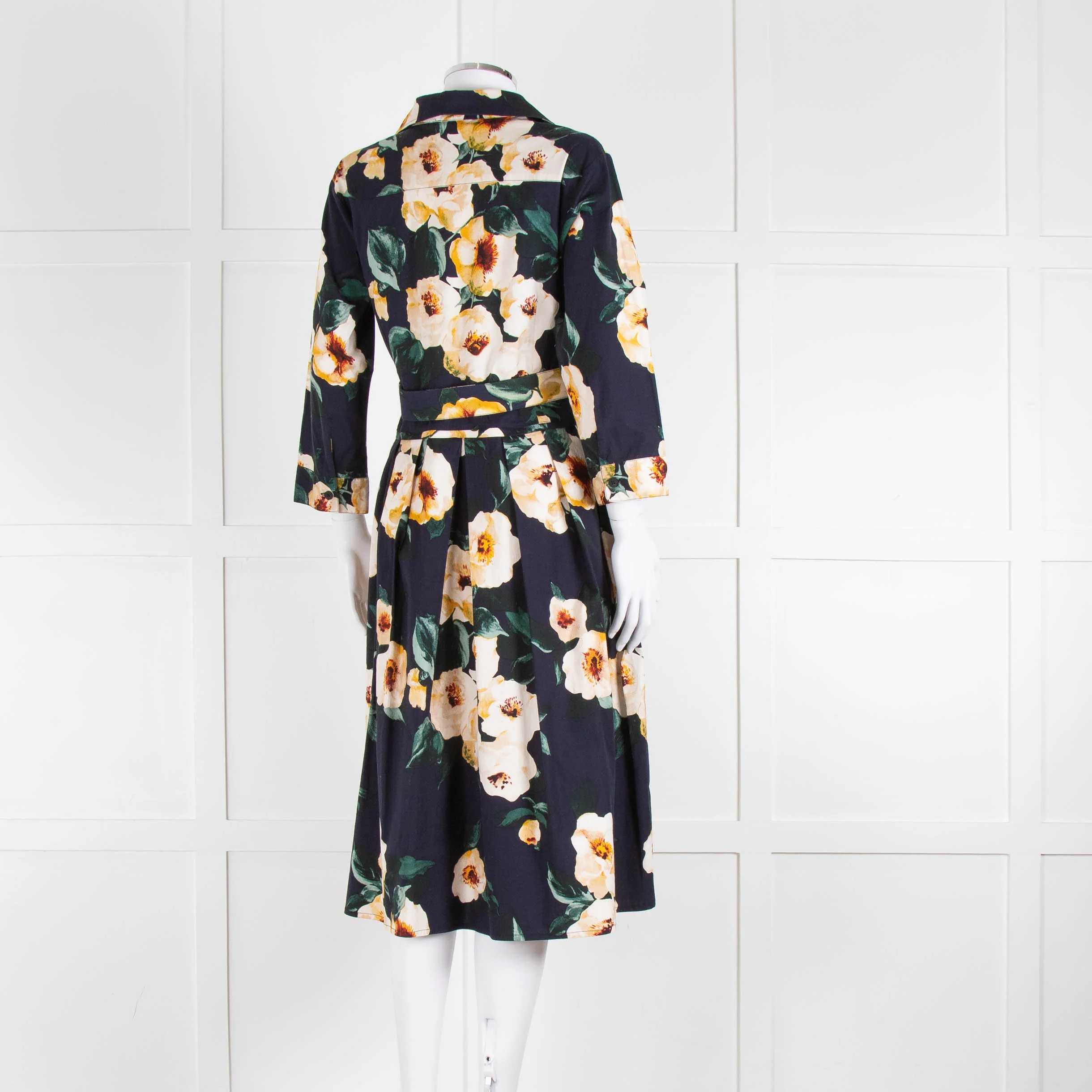 Samantha Sung Navy Shirt Dress with Yellow Flowers - Image 4
