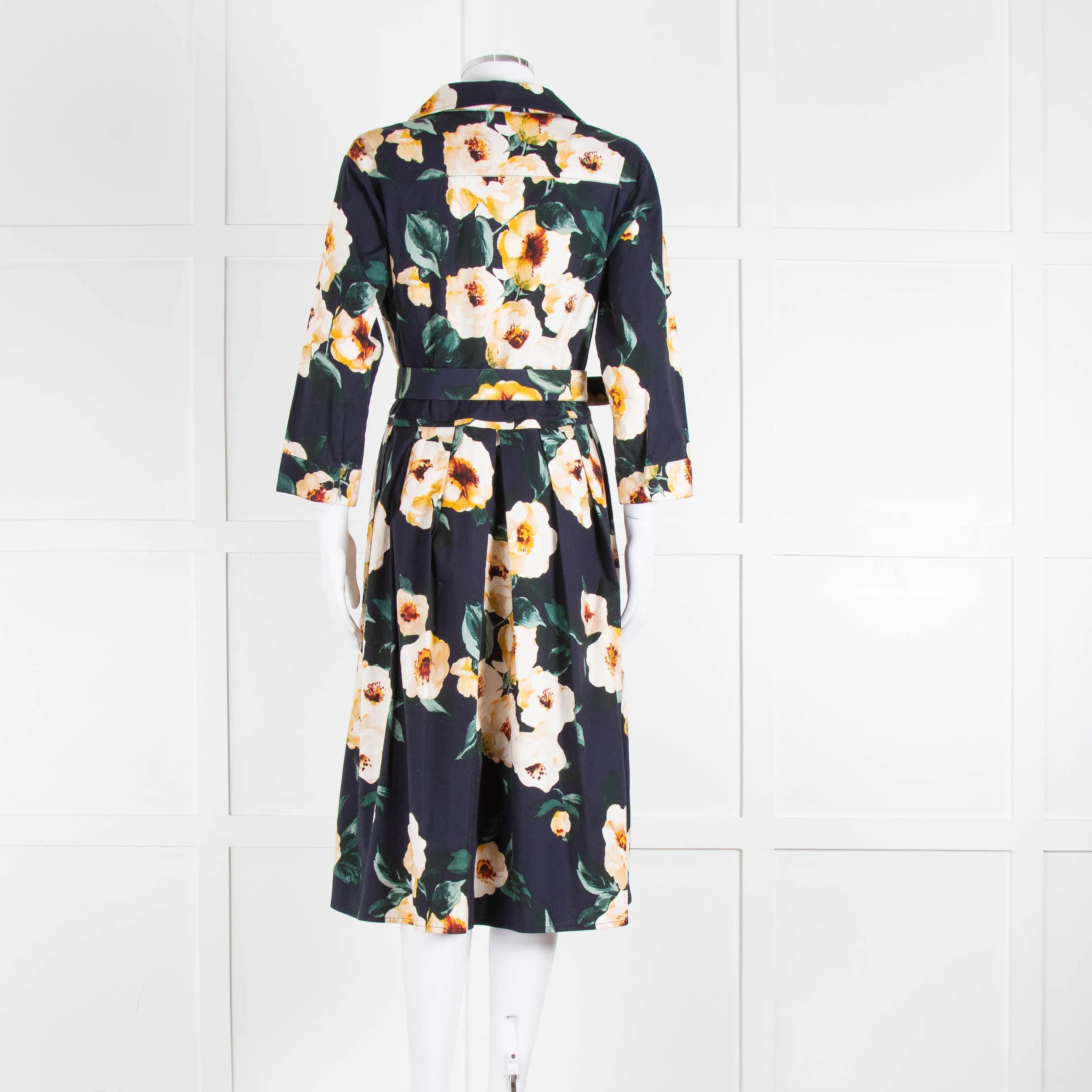 Samantha Sung Navy Shirt Dress with Yellow Flowers - Image 5