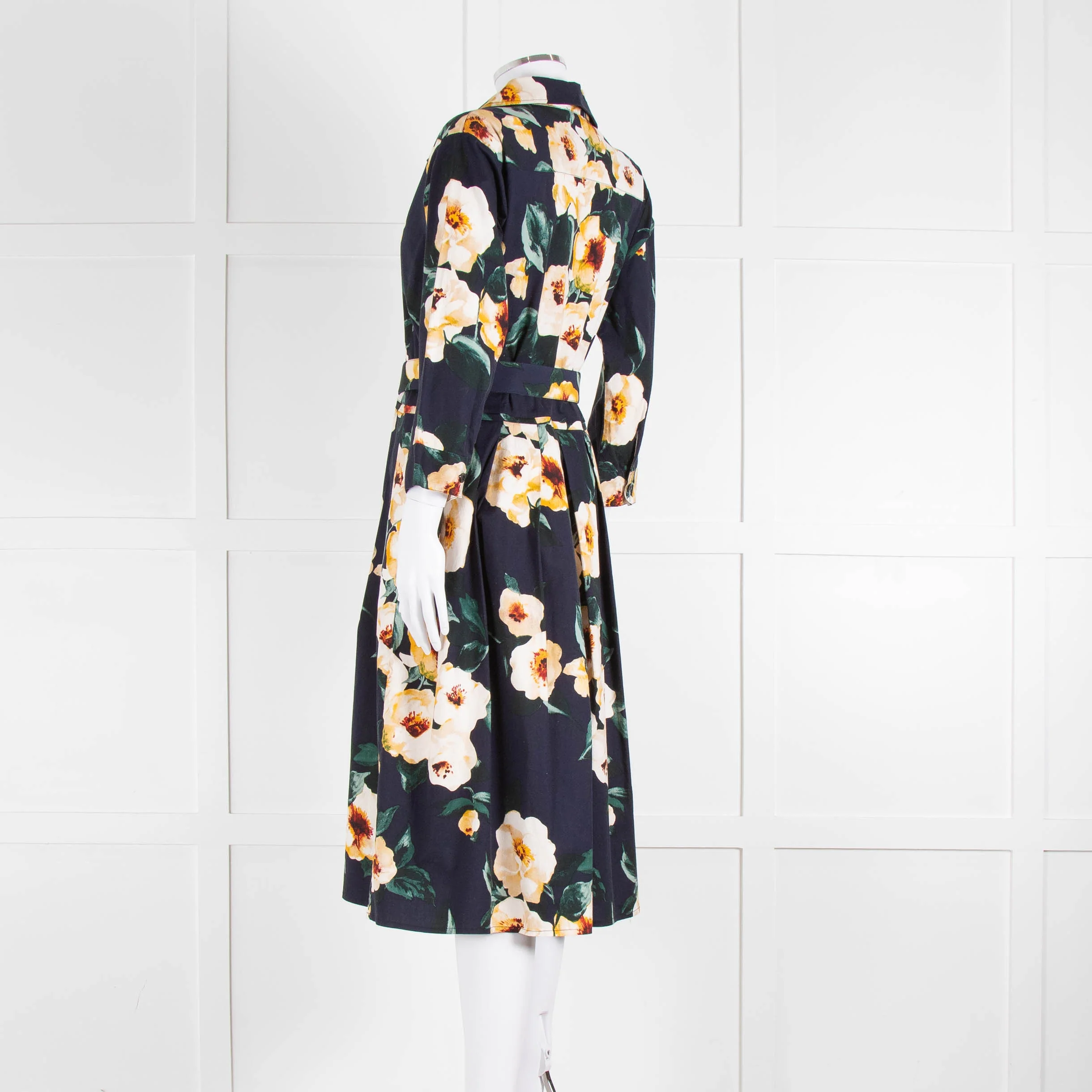 Samantha Sung Navy Shirt Dress with Yellow Flowers - Image 6
