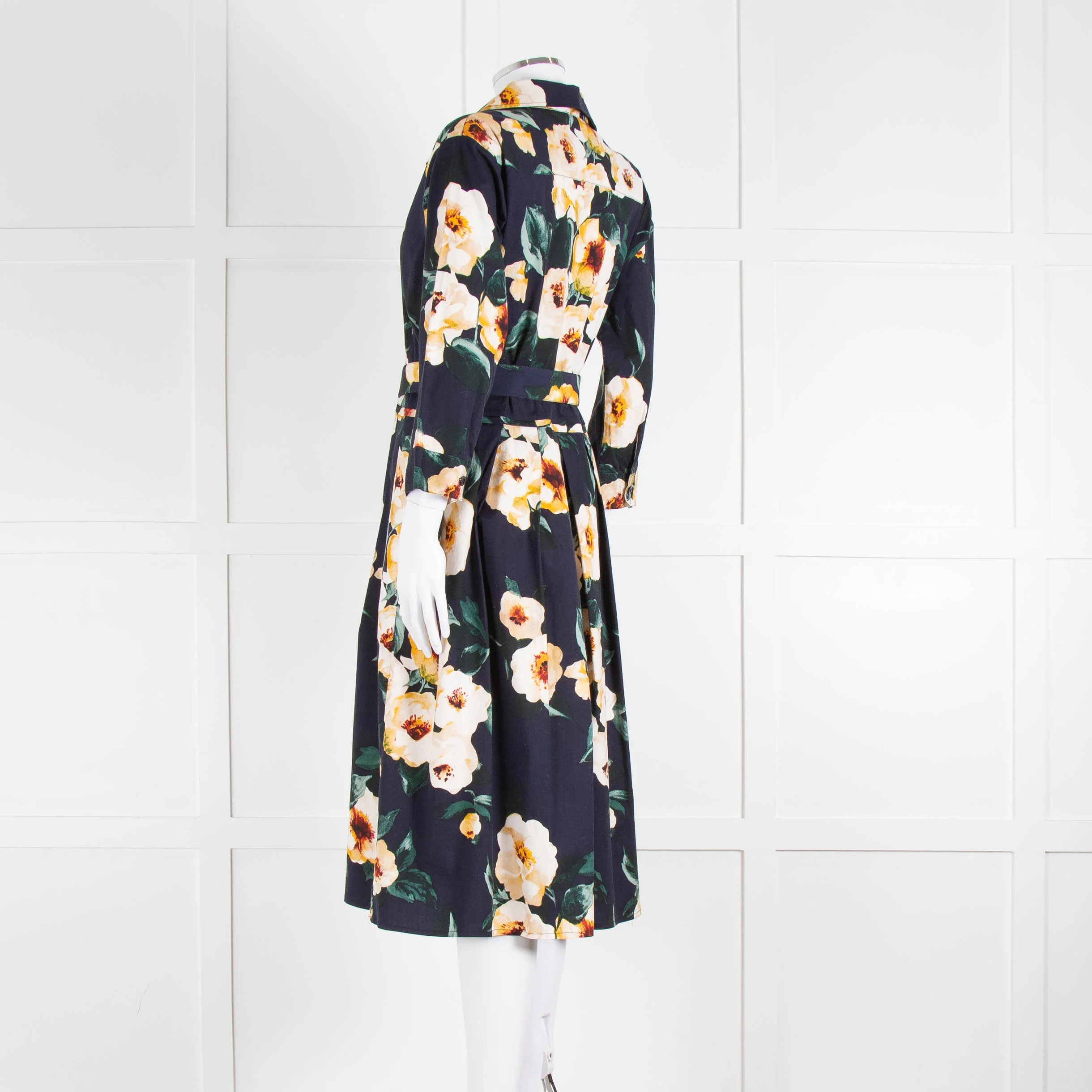 Samantha Sung Navy Shirt Dress with Yellow Flowers - Image 7