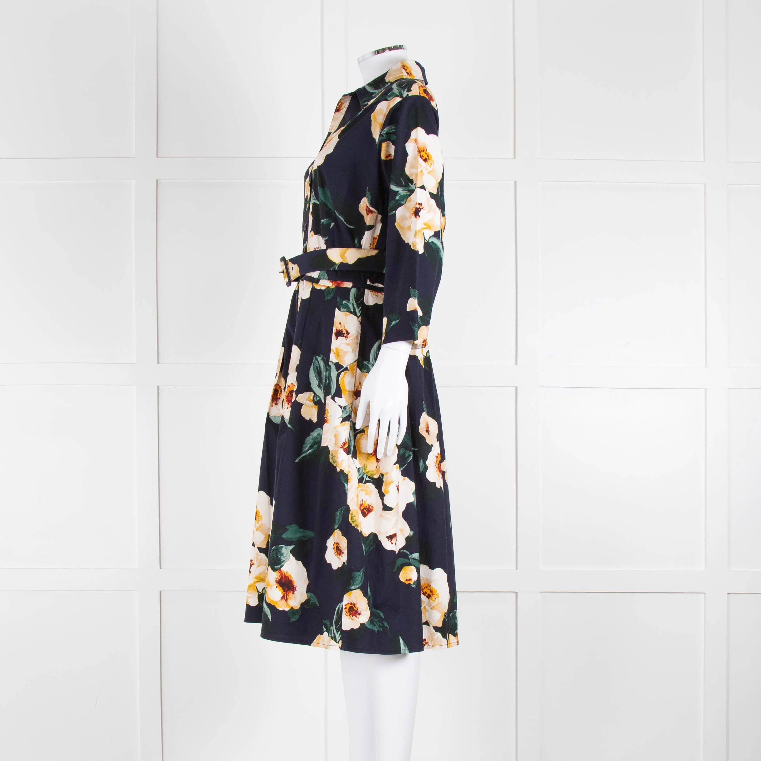 Samantha Sung Navy Shirt Dress with Yellow Flowers - Image 8