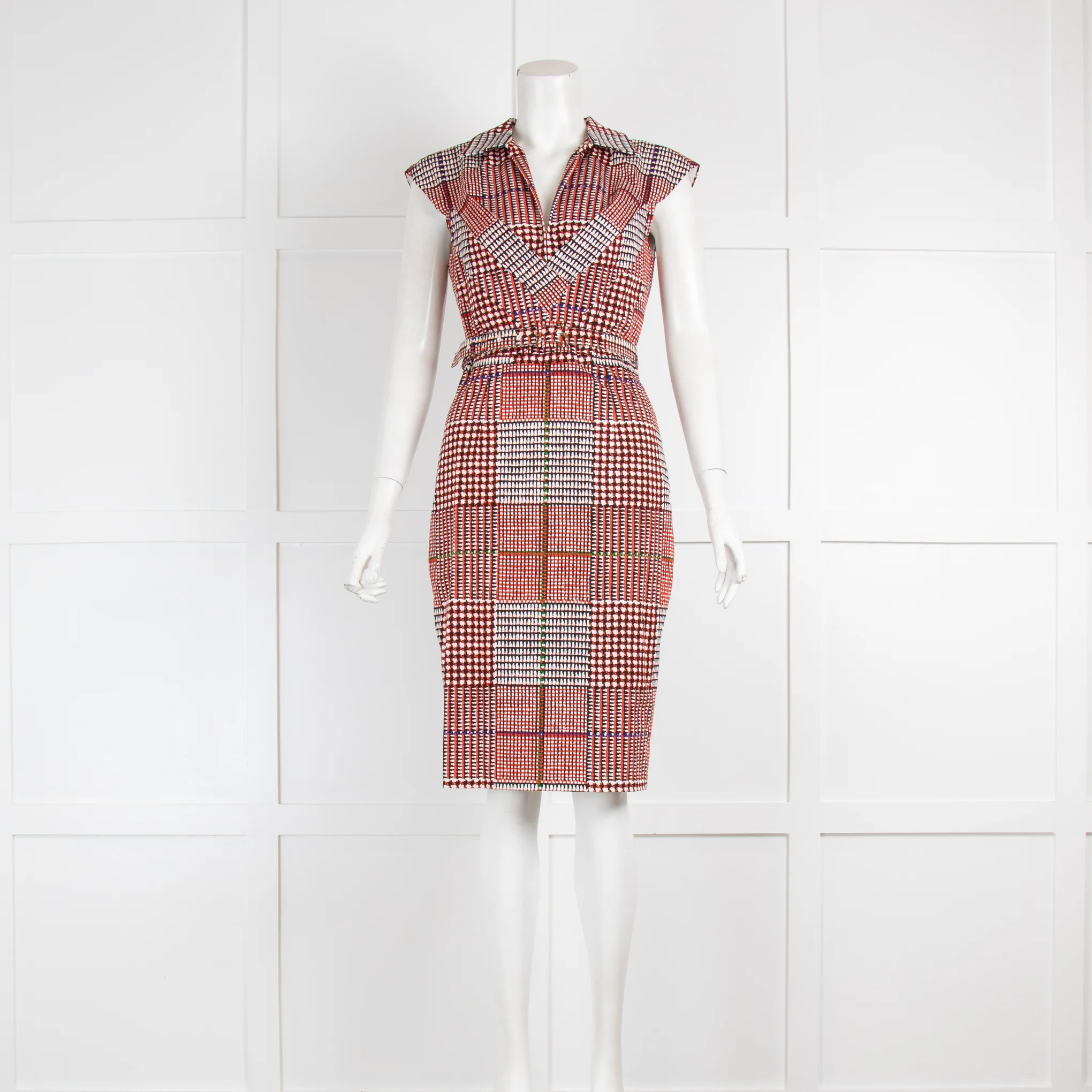 Samantha Sung New York Red & Blue Patterned Shift Dress