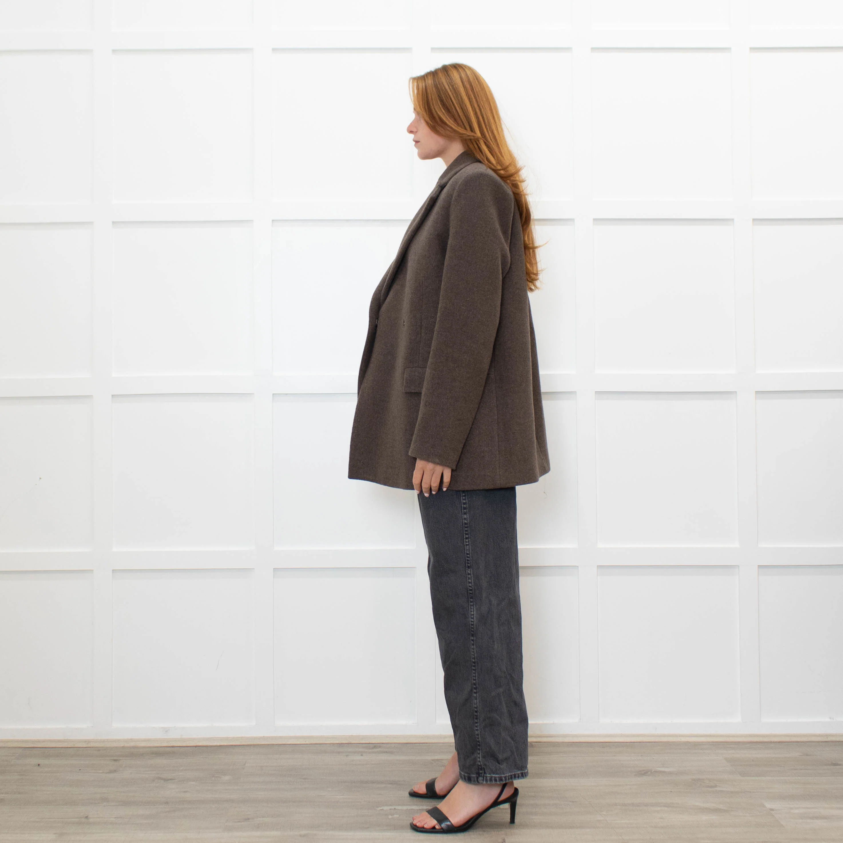 Samsoe & Samsoe Brown Recycled Wool Straight Fit Jacket - Image 4