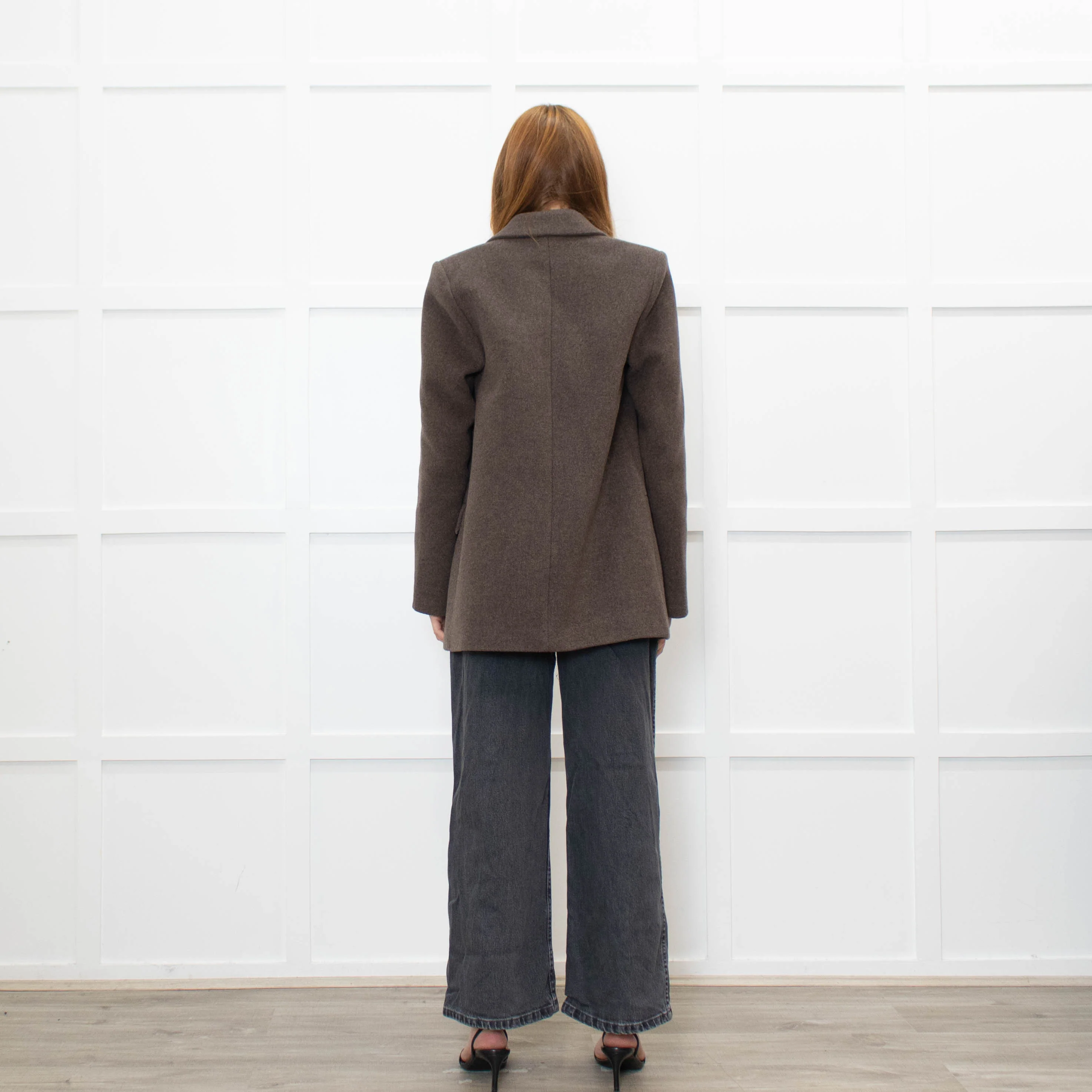 Samsoe & Samsoe Brown Recycled Wool Straight Fit Jacket - Image 5