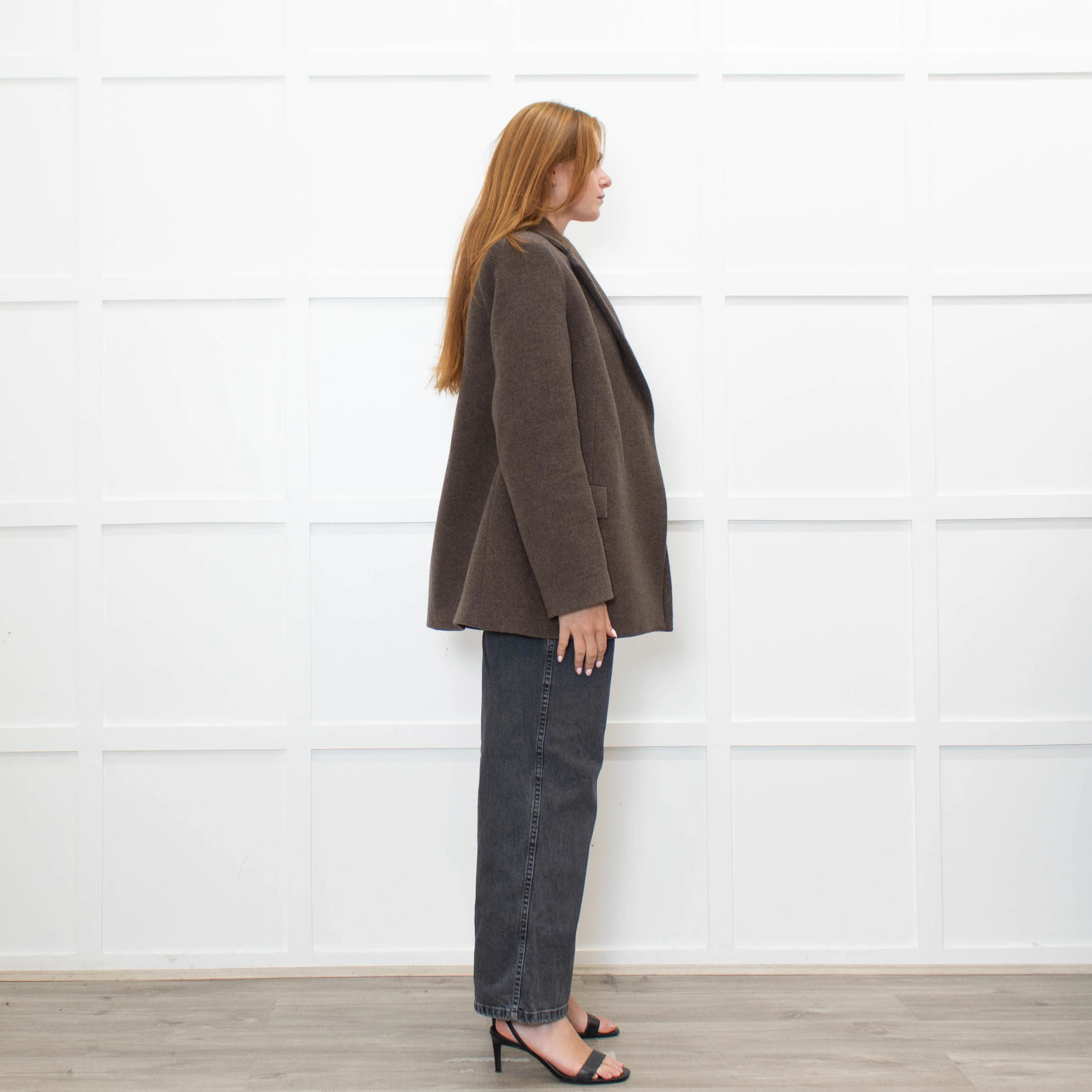 Samsoe & Samsoe Brown Recycled Wool Straight Fit Jacket - Image 6
