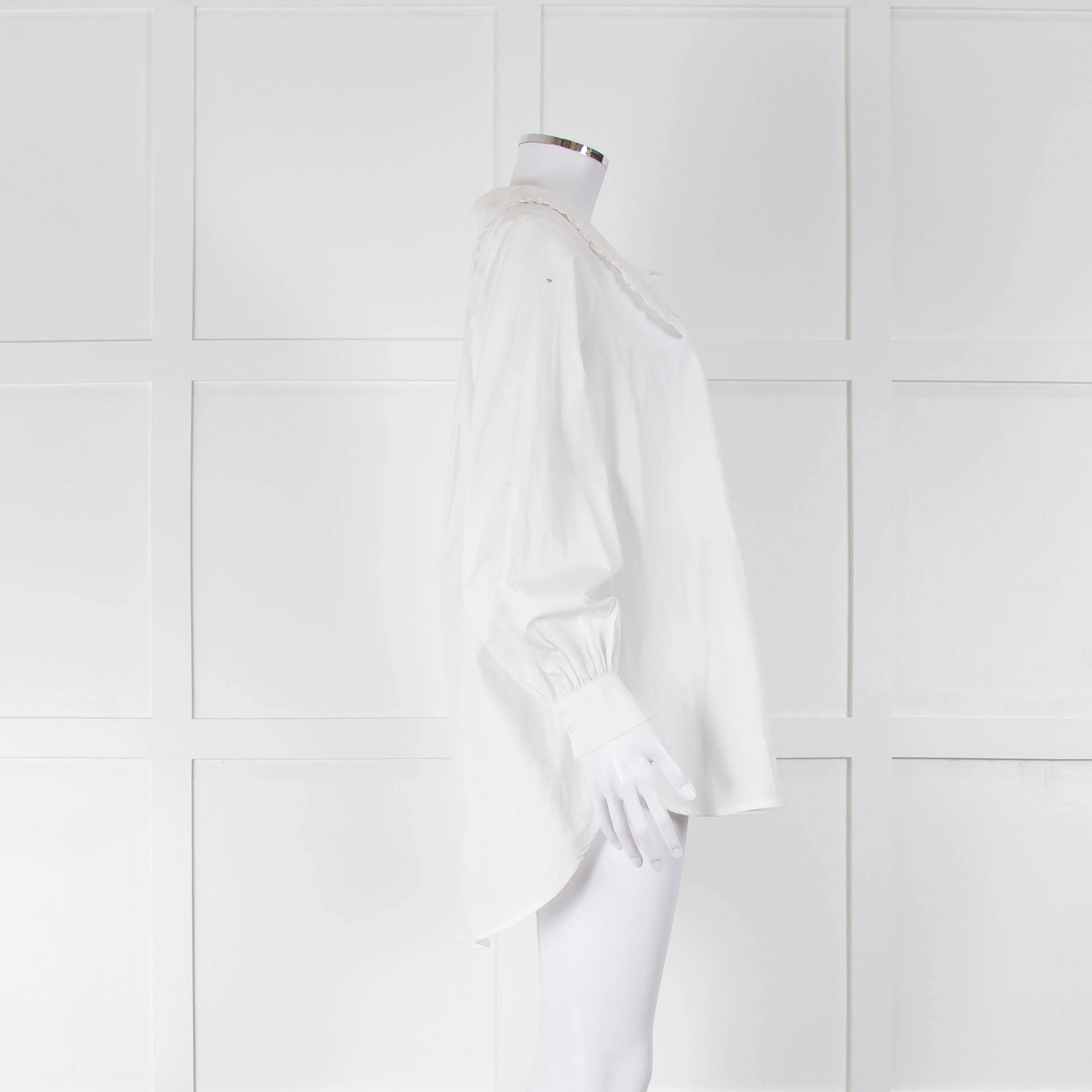 Samsoe Samsoe White Cotton Large Collar Oversized Shirt - Image 2