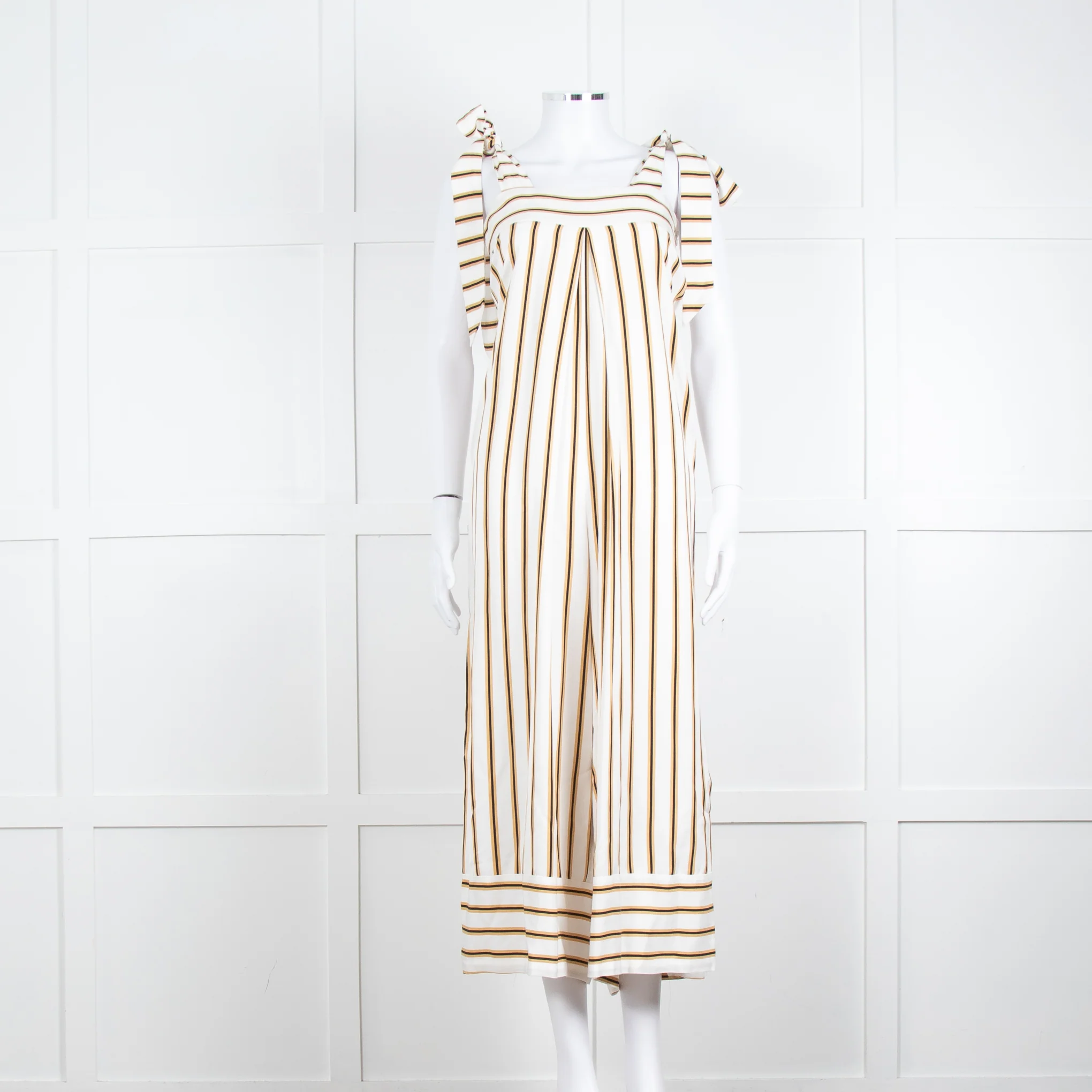 Sancia Cream Beige Striped Wide Leg Jumpsuit