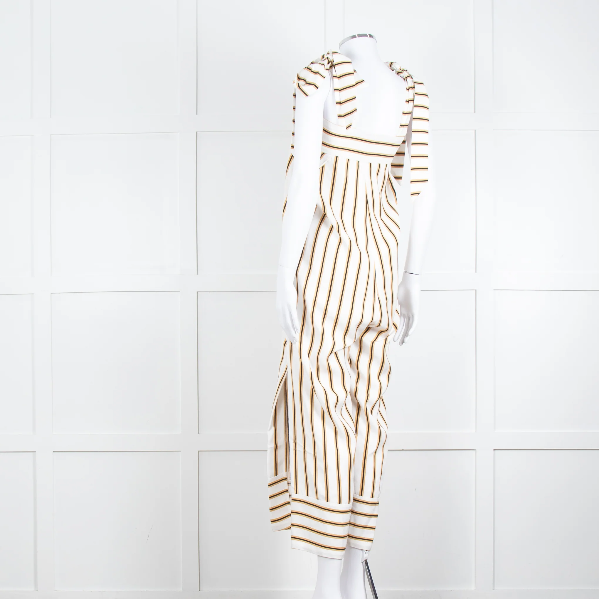 Sancia Cream Beige Striped Wide Leg Jumpsuit - Image 6