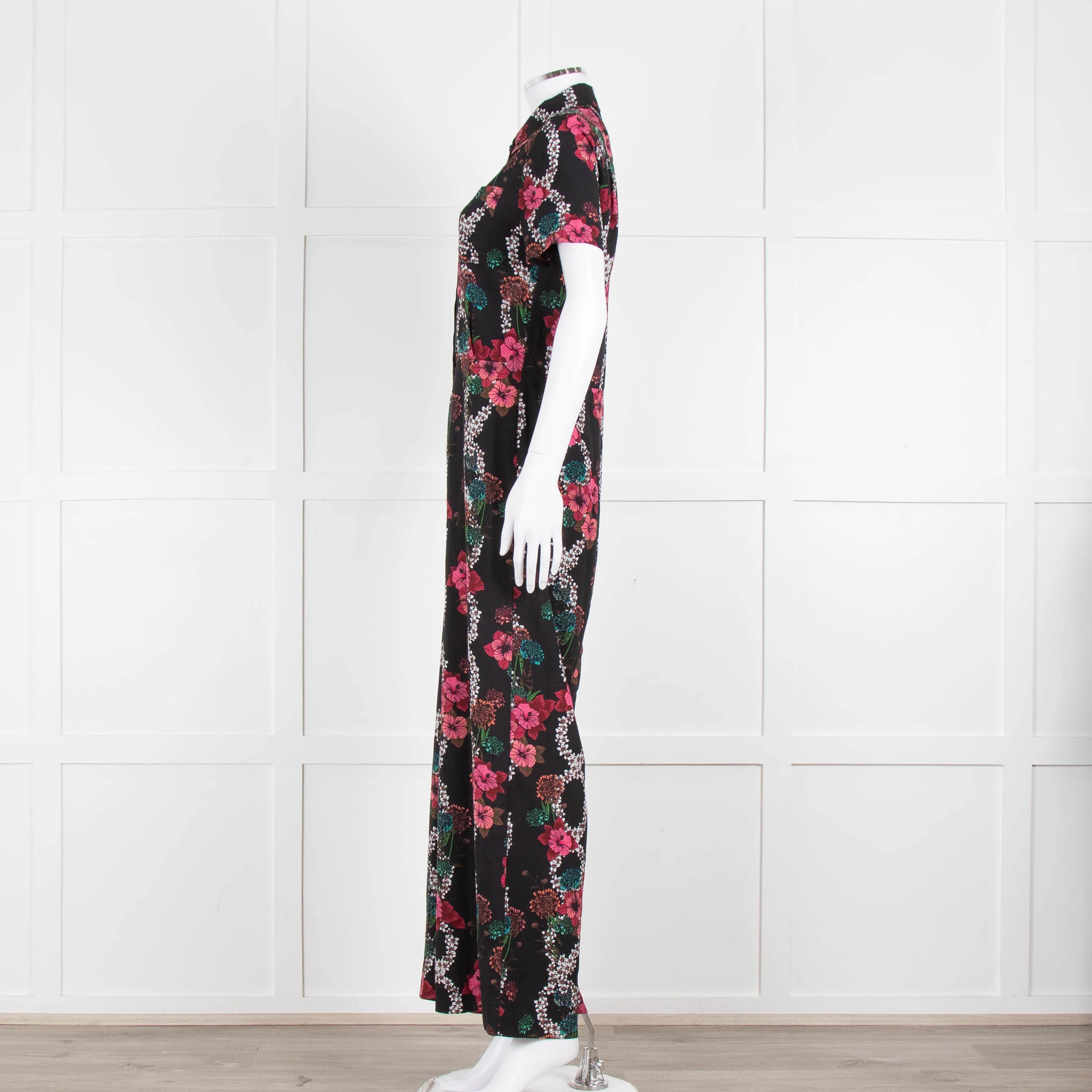 Sandro Black Floral Print Jumpsuit - Image 7