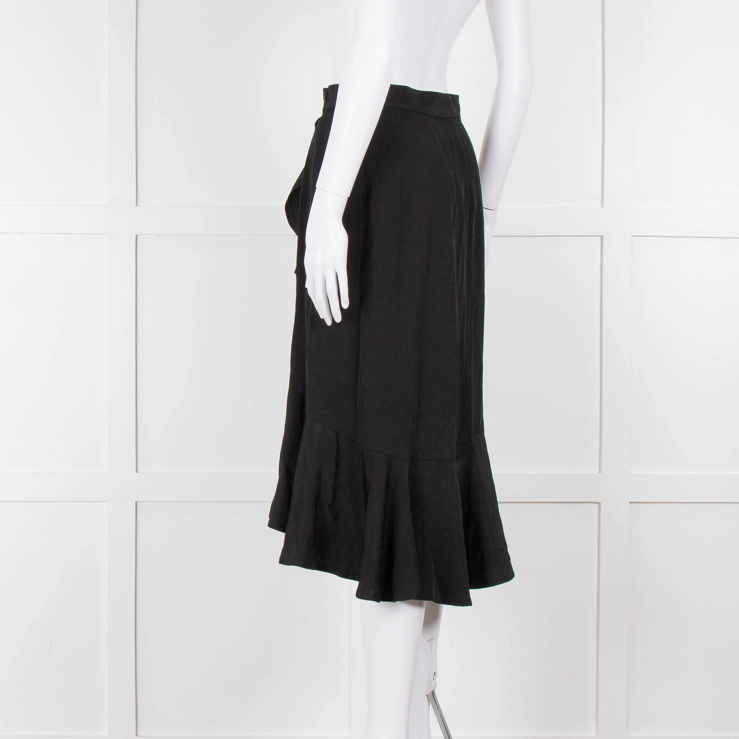 Sandro Black Frill Detail Midi Skirt - Image 6