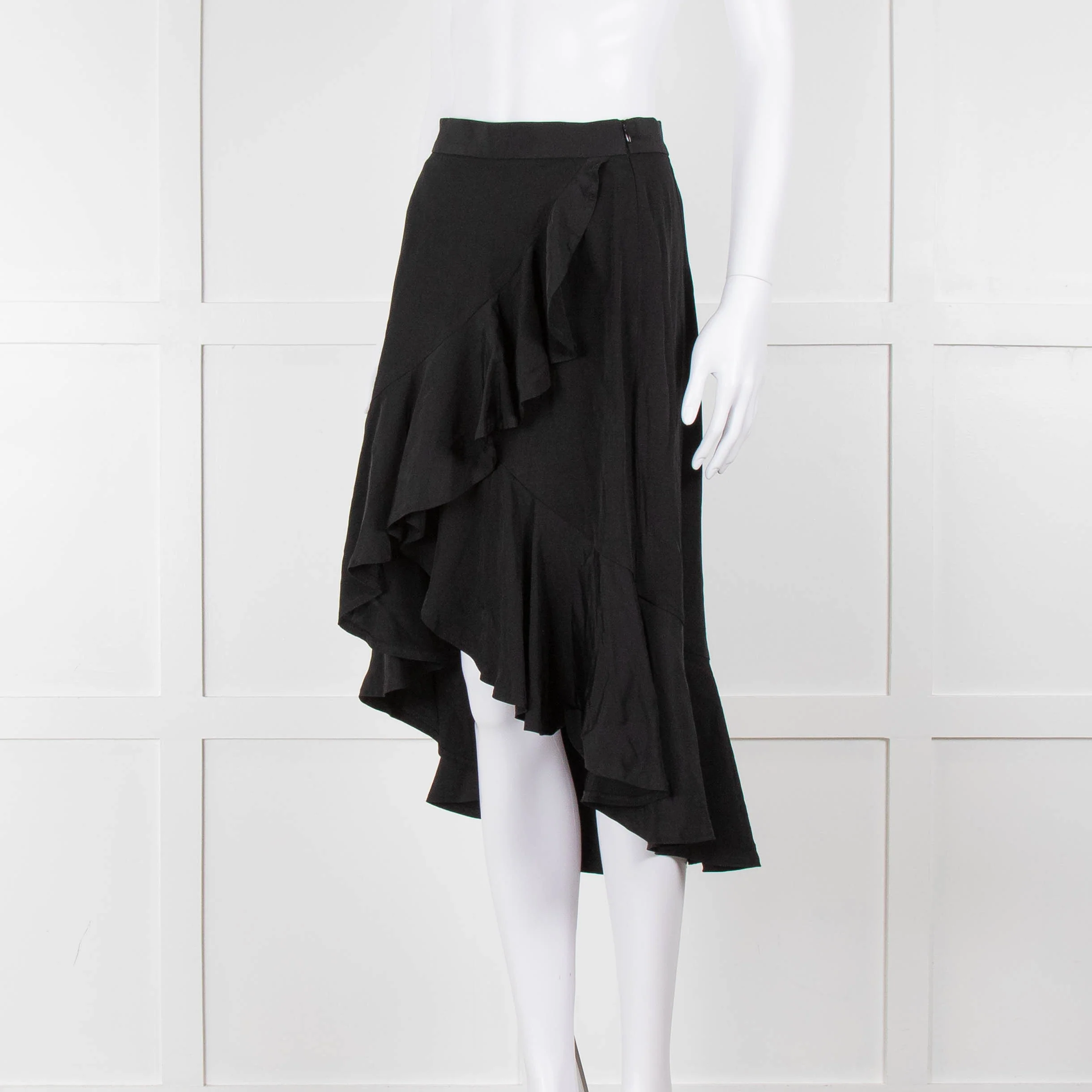 Sandro Black Frill Detail Midi Skirt - Image 8
