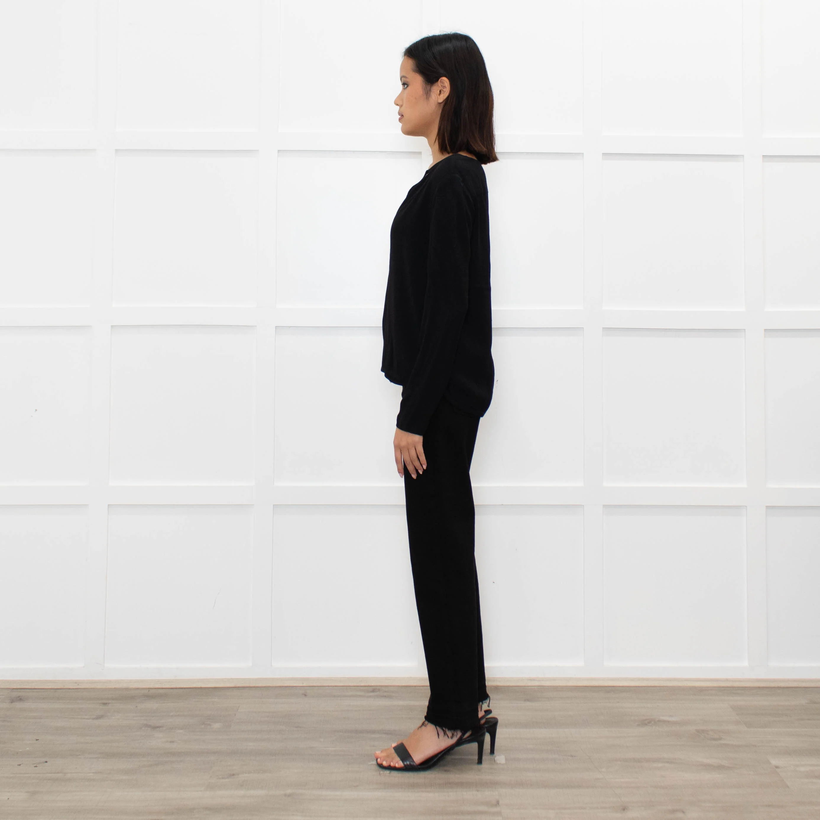 Sandro Black long sleeve V Neck Top - Image 6