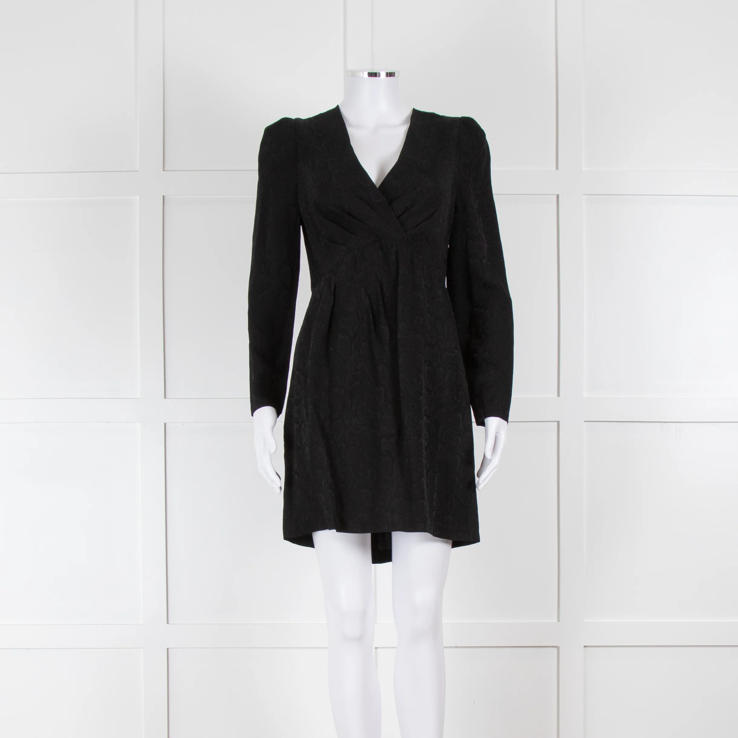 Sandro Black On Black Animal Print Sleeved Dress