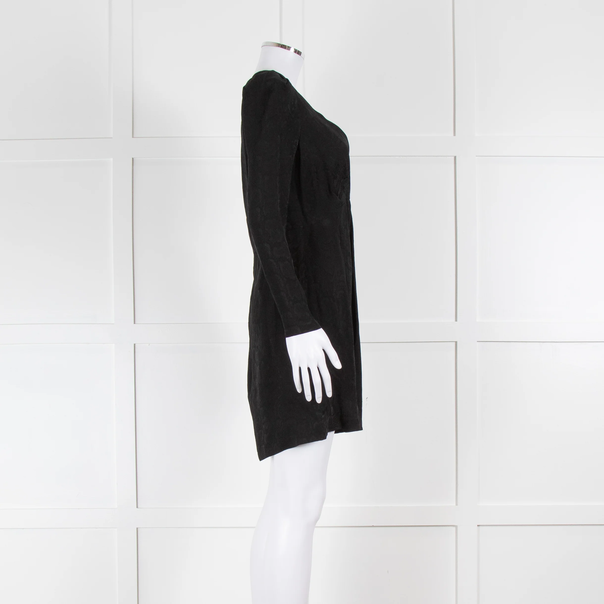 Sandro Black On Black Animal Print Sleeved Dress - Image 3