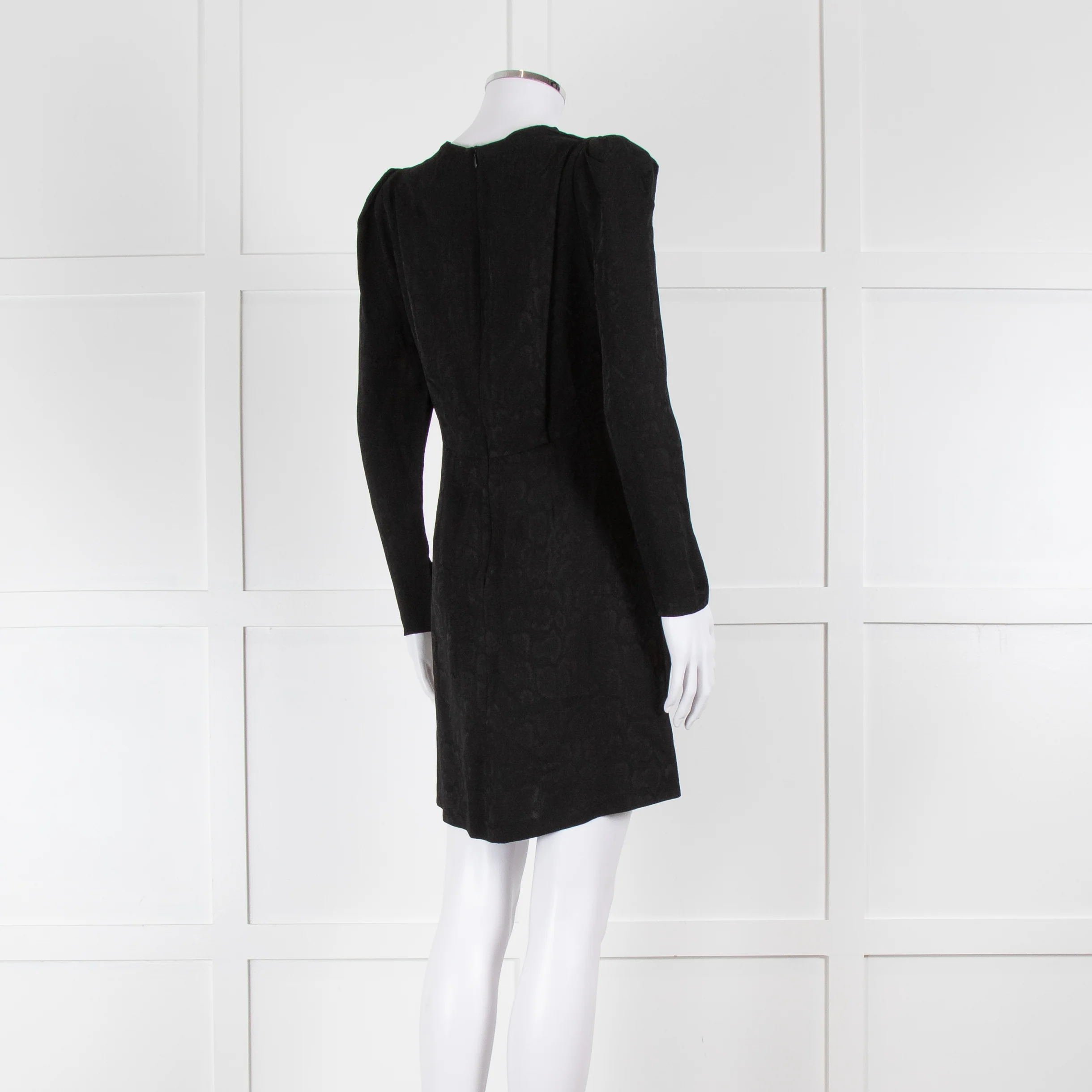 Sandro Black On Black Animal Print Sleeved Dress - Image 4