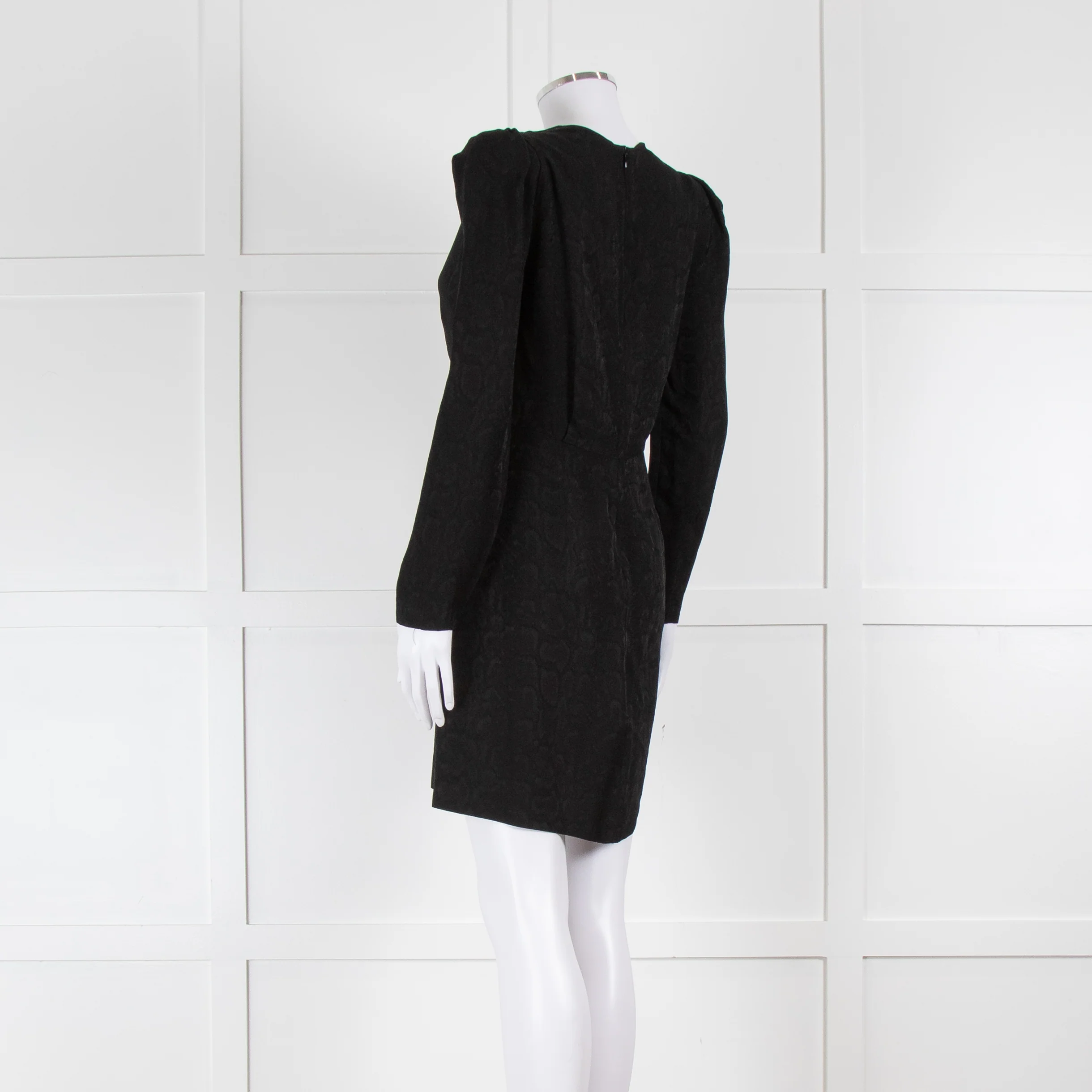 Sandro Black On Black Animal Print Sleeved Dress - Image 6