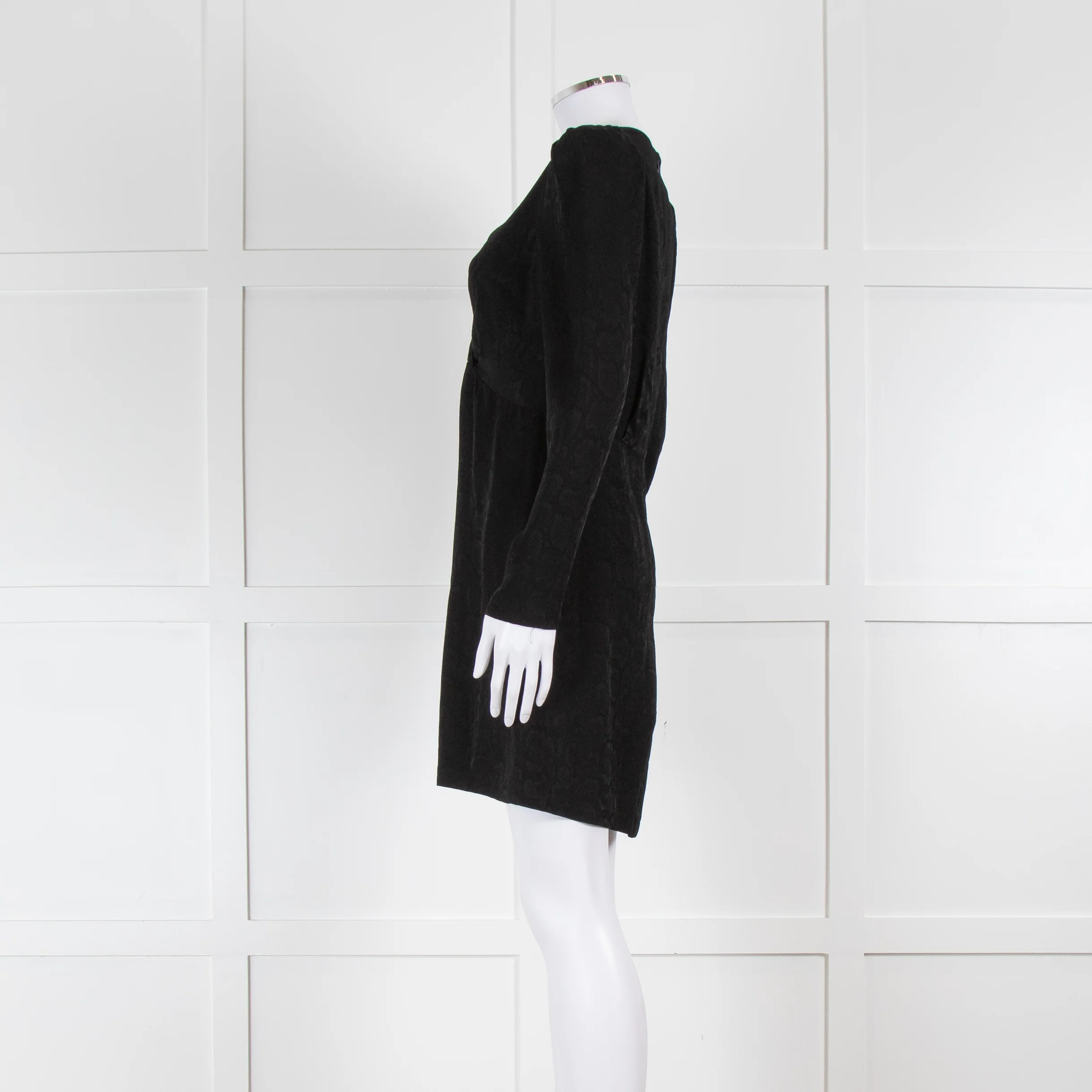 Sandro Black On Black Animal Print Sleeved Dress - Image 7