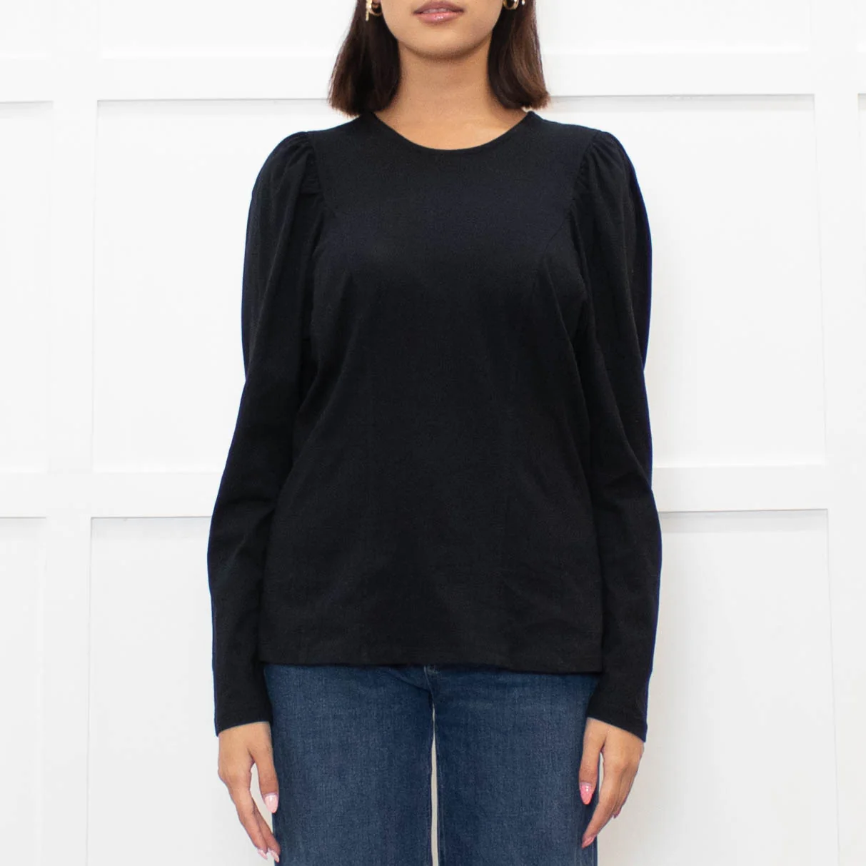 Sandro Black Puff Sleeve Top - Image 2