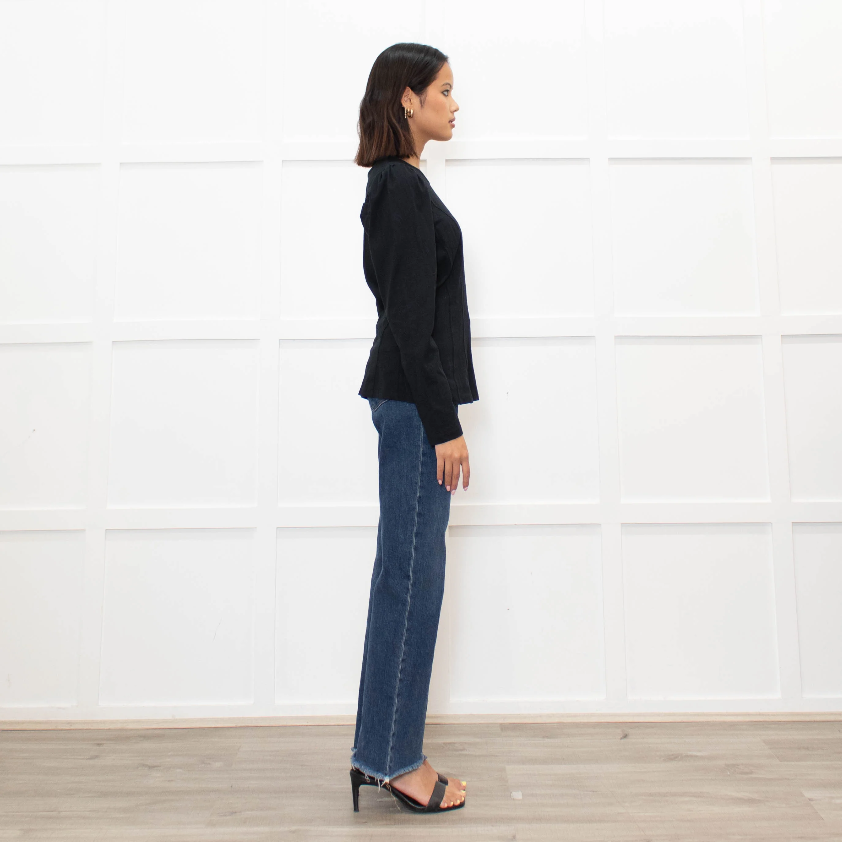 Sandro Black Puff Sleeve Top - Image 4