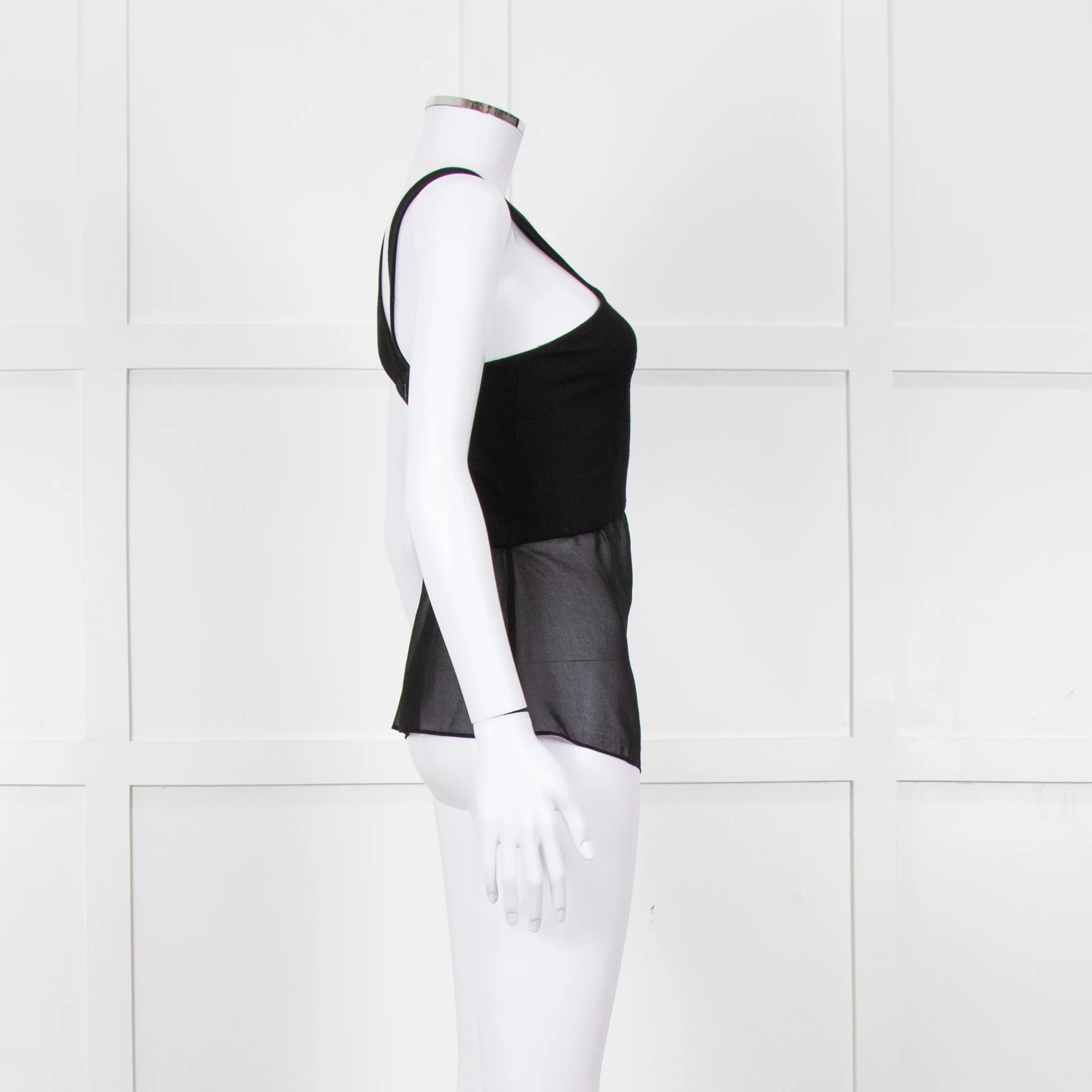 Sandro Black Sheer Panel Sleeveless Top - Image 7