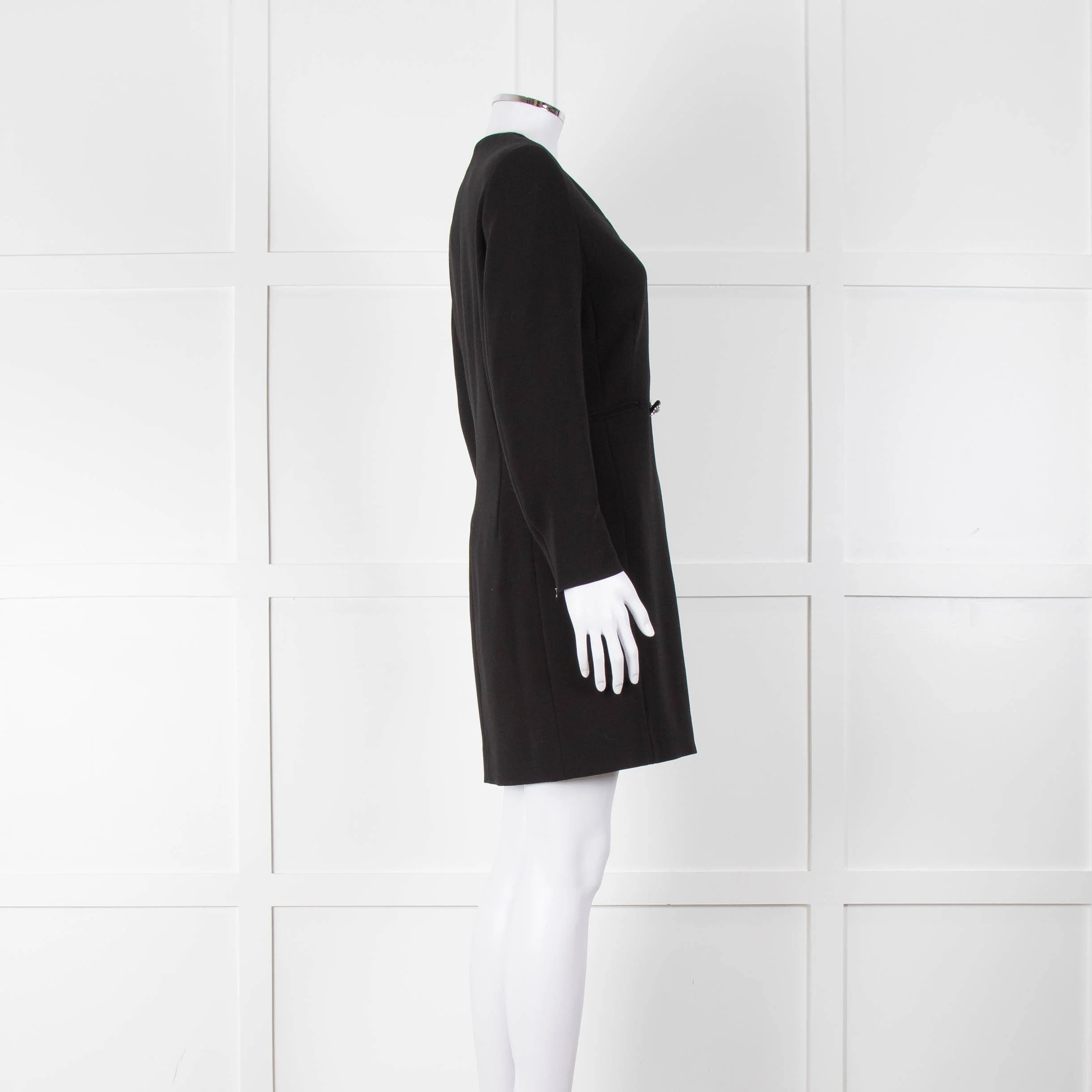 Sandro Black Short Coat Dress Diamante Buttons - Image 3