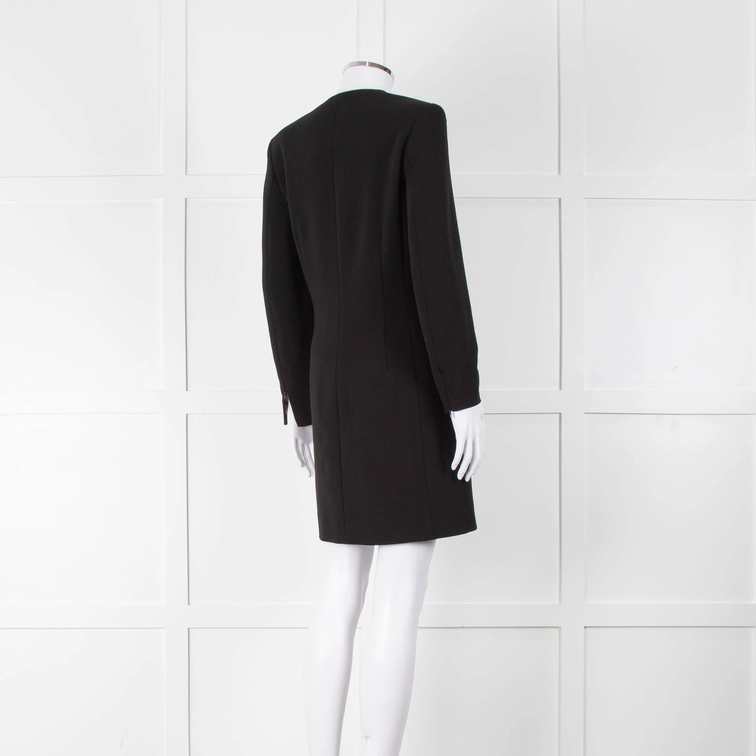 Sandro Black Short Coat Dress Diamante Buttons - Image 4