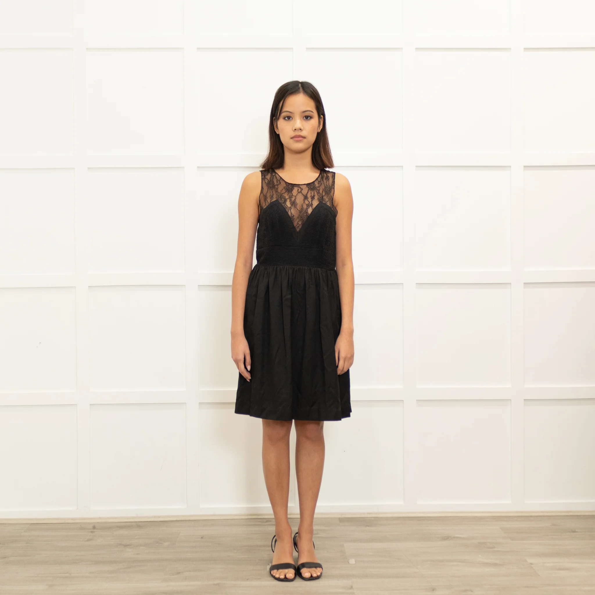 Sandro Black Short Sleeveless Dress With Lace Top